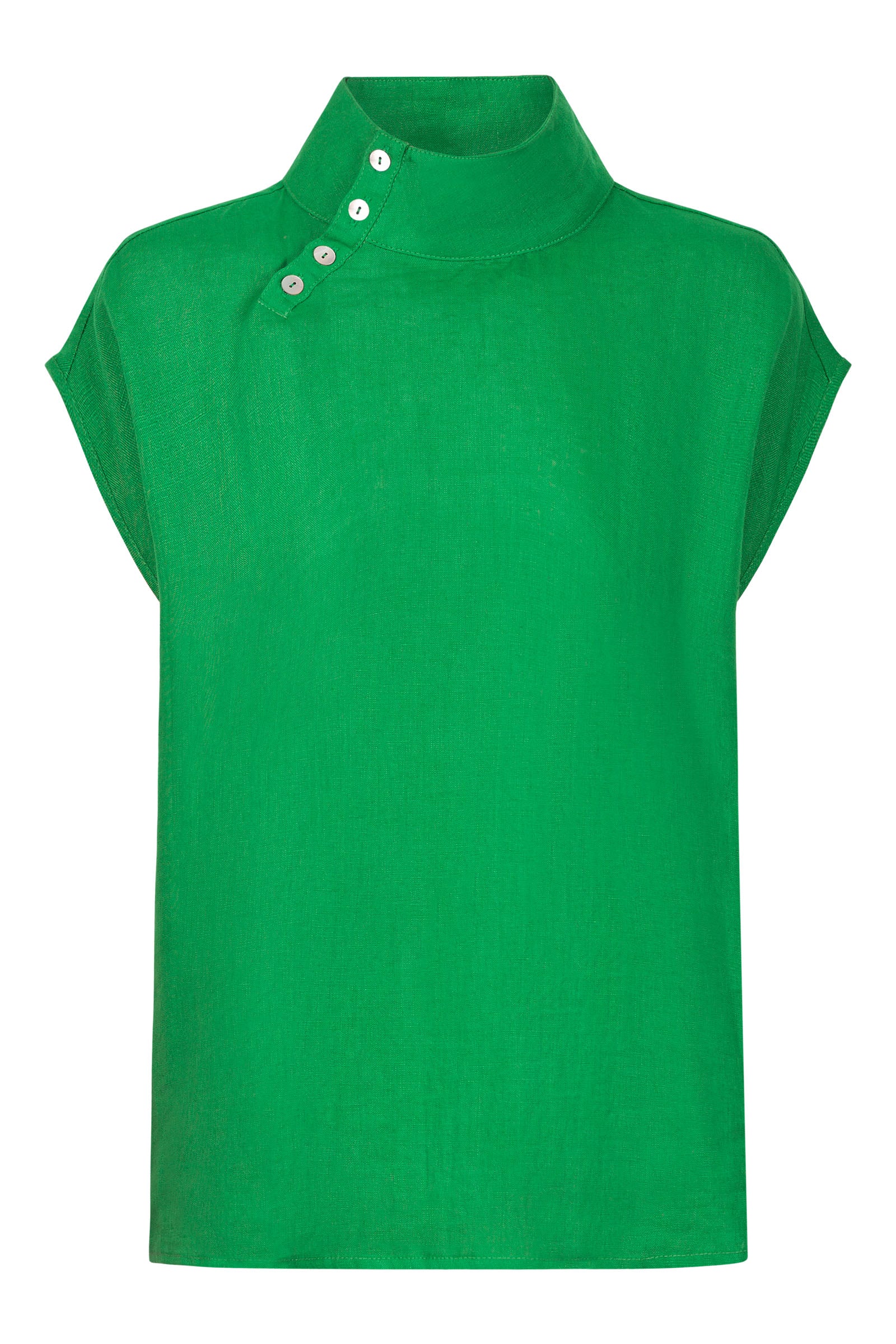 Halcyon Button Top - Emerald - eb&ive Clothing - Top Sleeveless Linen