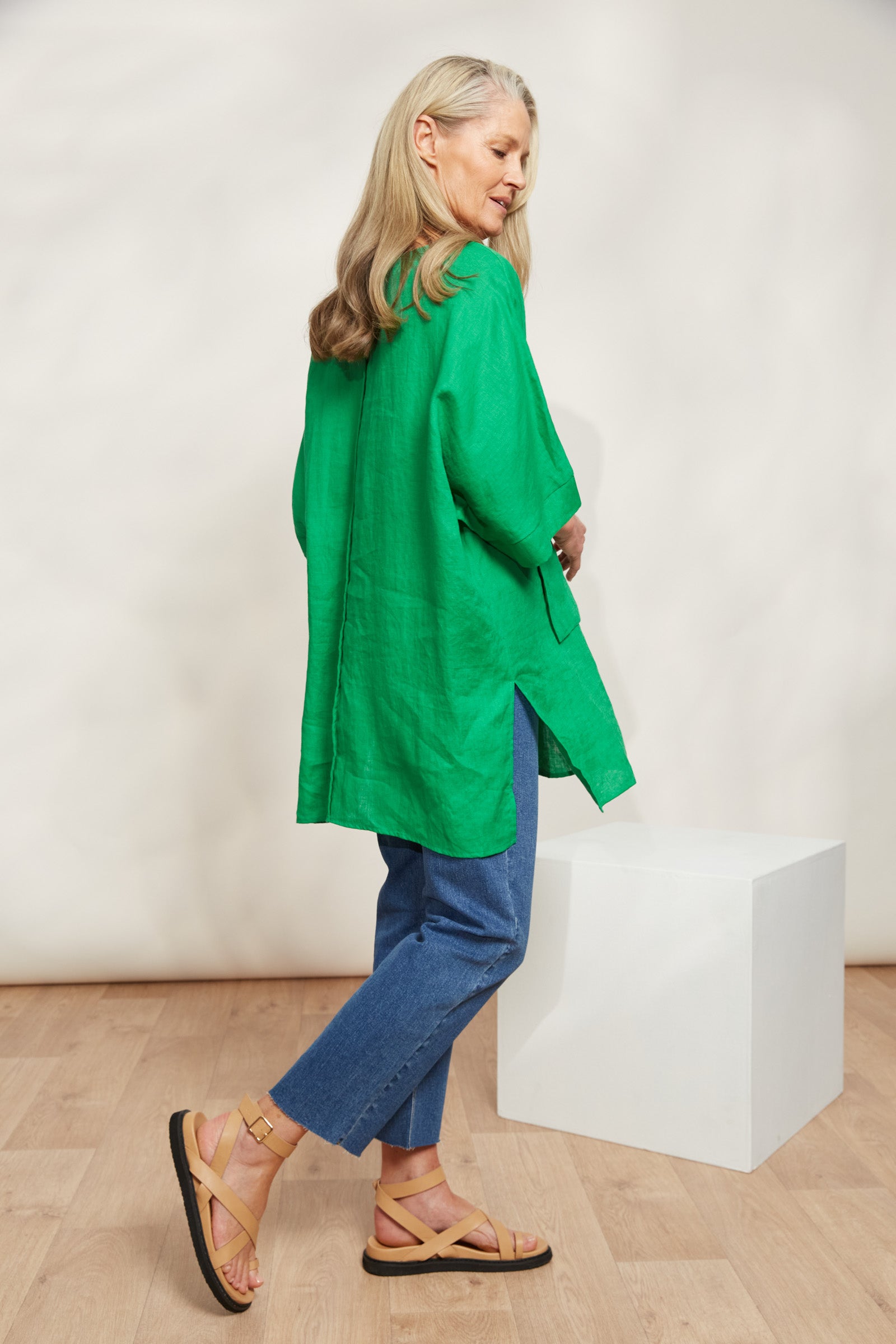 Halcyon Relaxed Top - Emerald - eb&ive Clothing - Top S/S Linen One Size