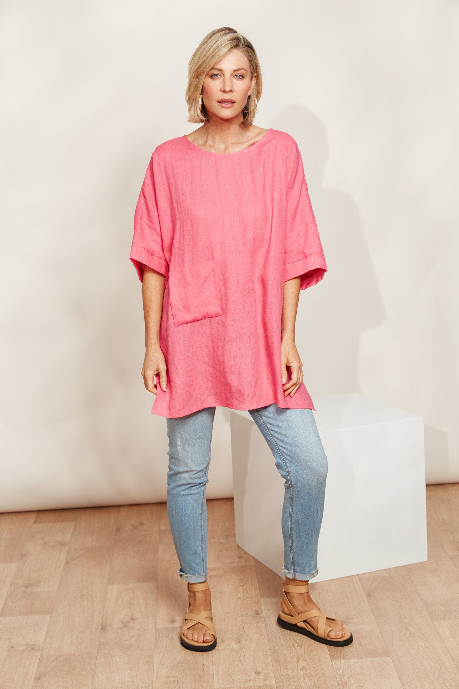Halcyon Relaxed Top - Musk - eb&ive Clothing - Top S/S Linen One Size