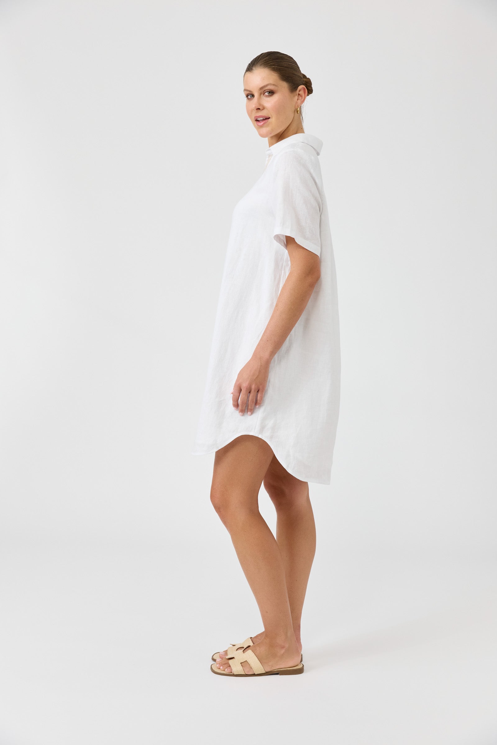 Studio Short Shirt Dress - White