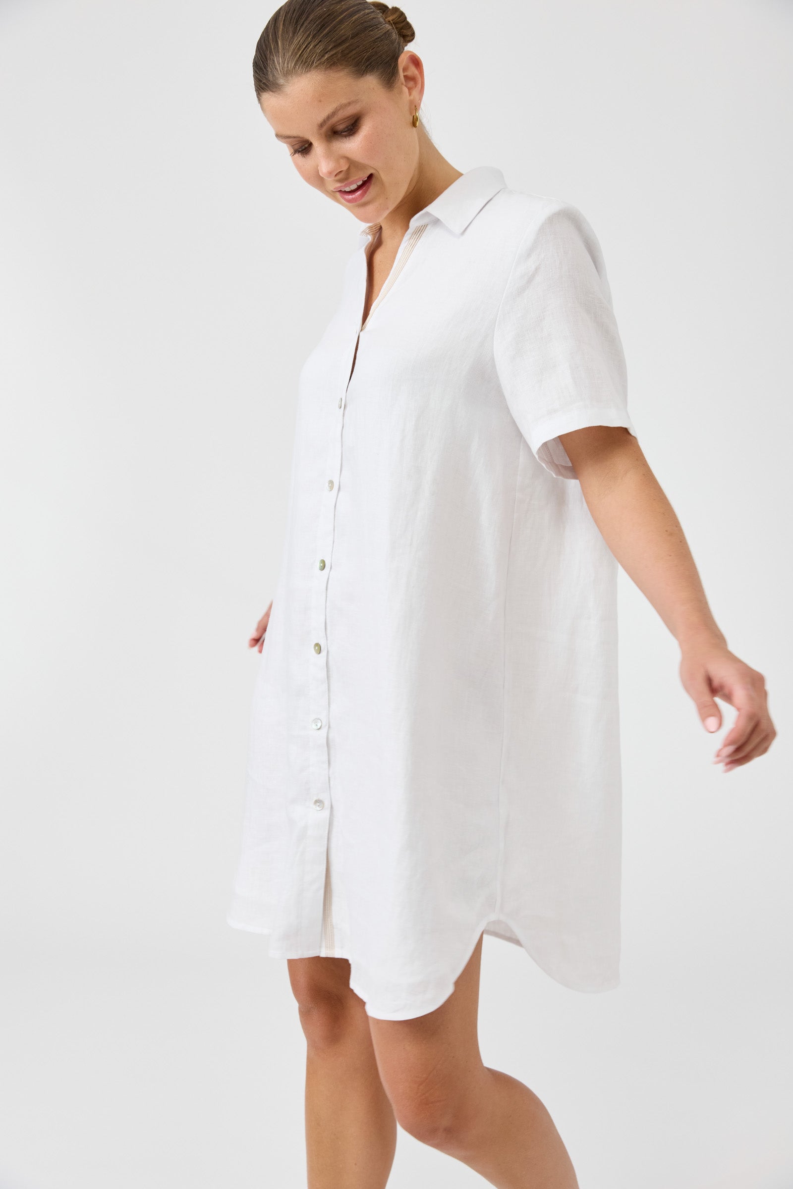 Studio Short Shirt Dress - White