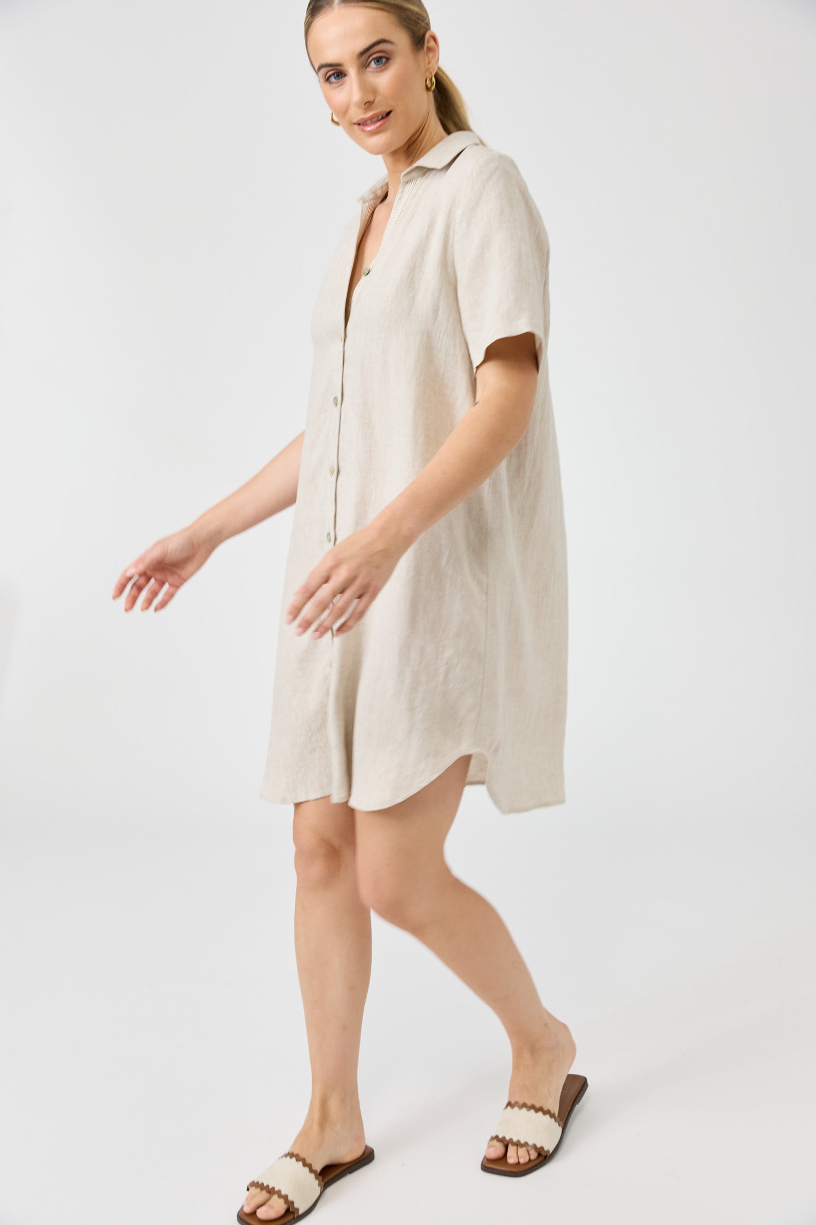 Studio Short Shirt Dress - Dune
