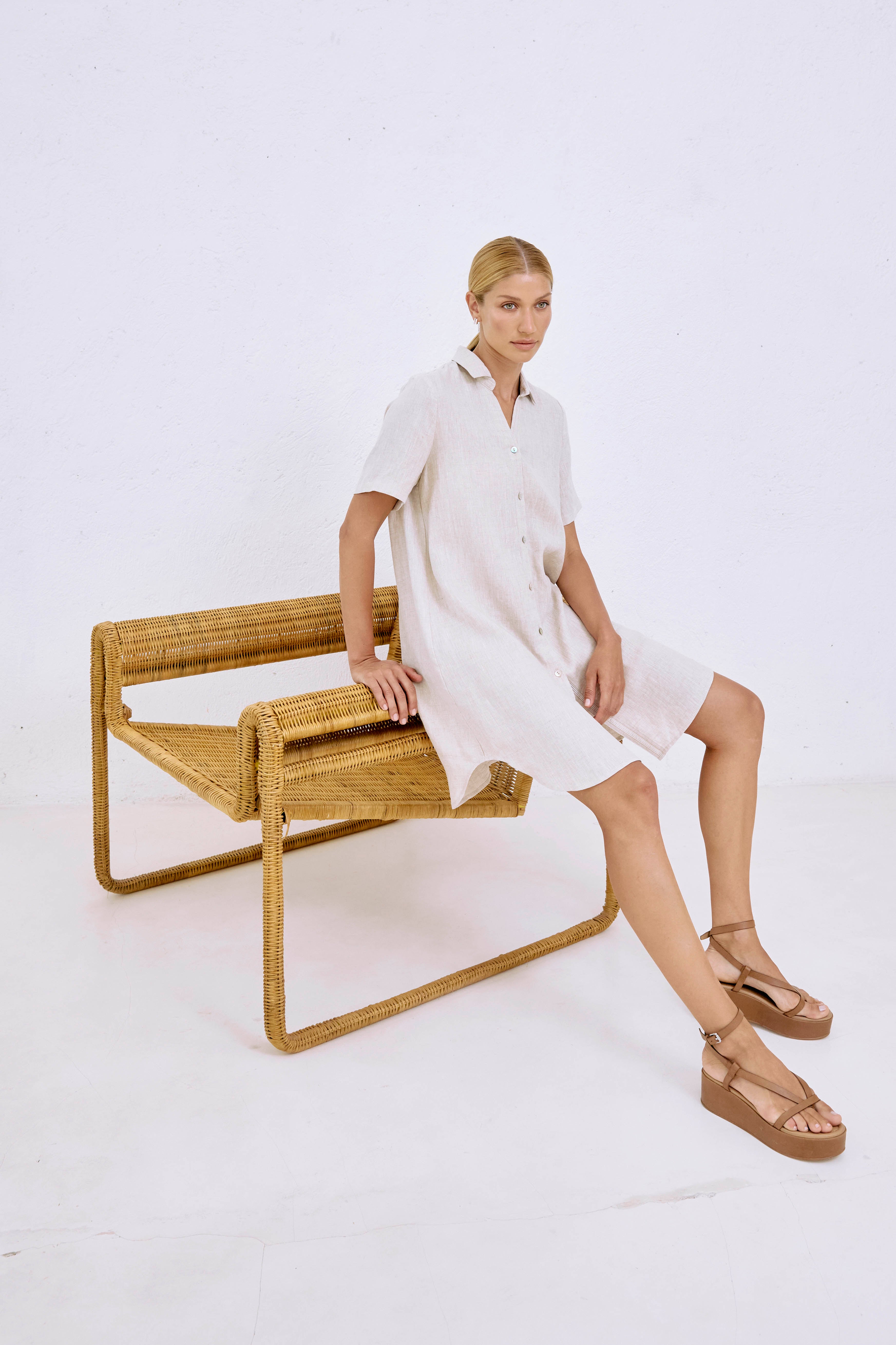 Studio Short Shirt Dress - Dune