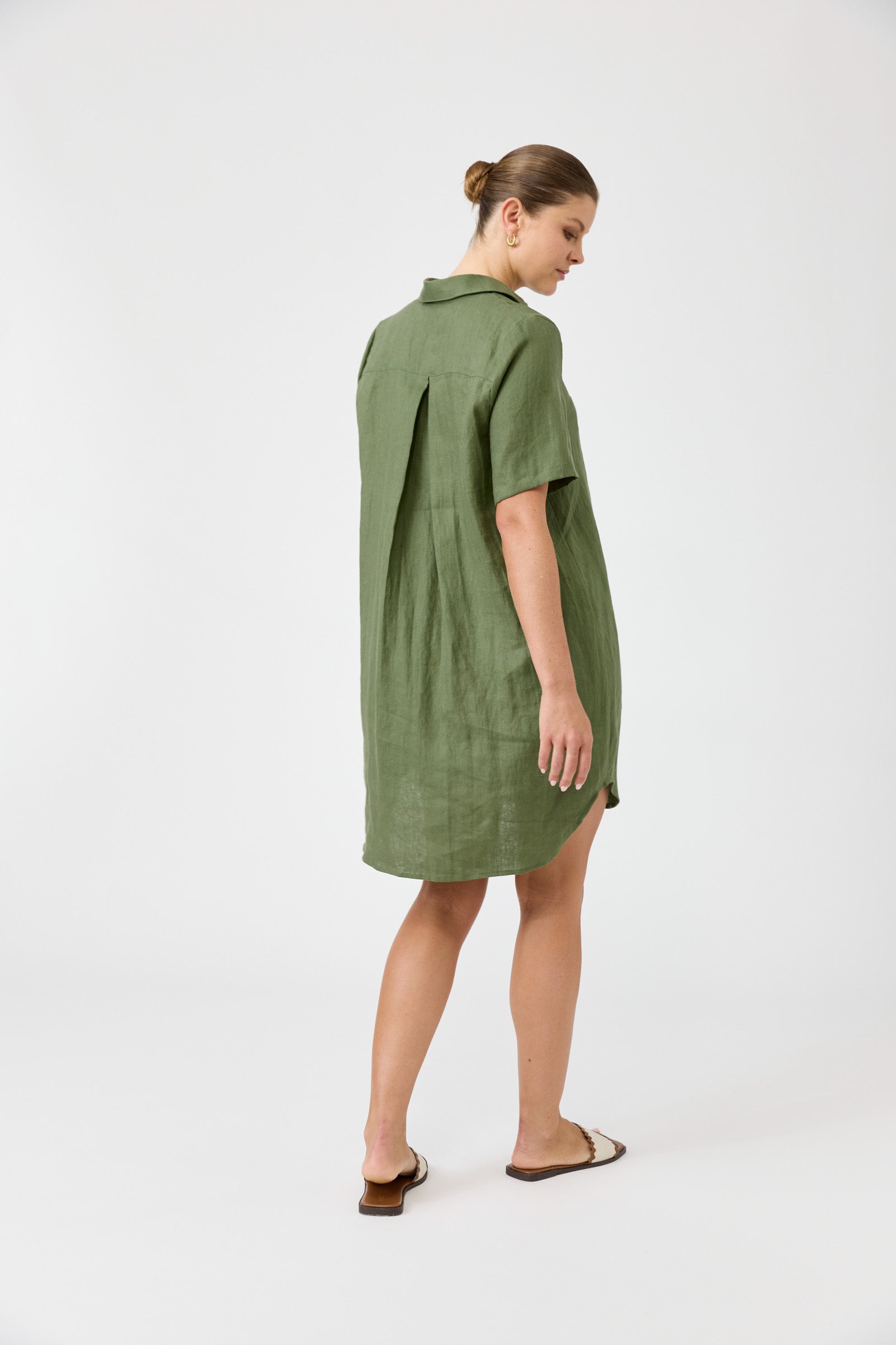 Studio Short Shirt Dress - Olive