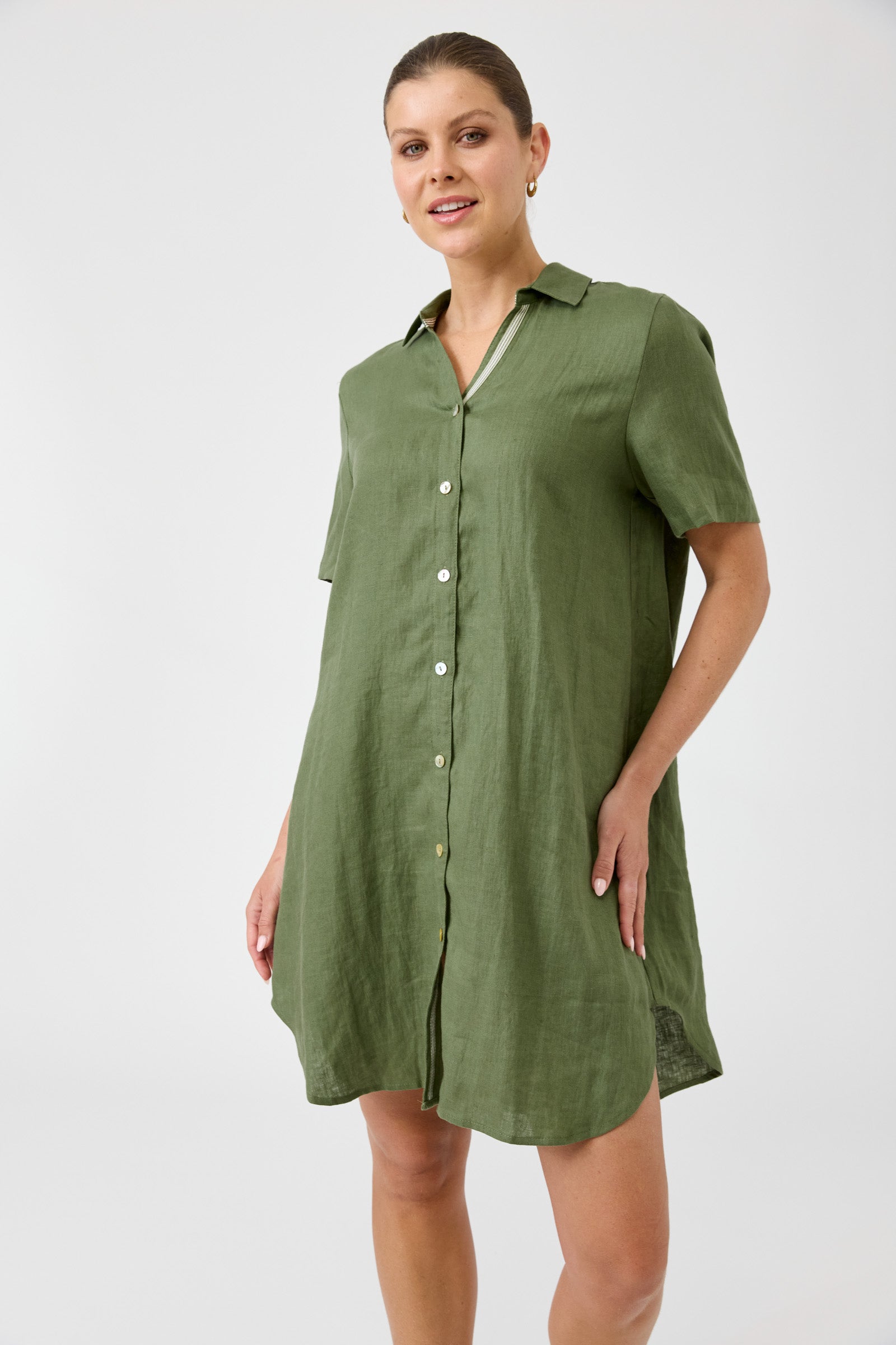 Studio Short Shirt Dress - Olive
