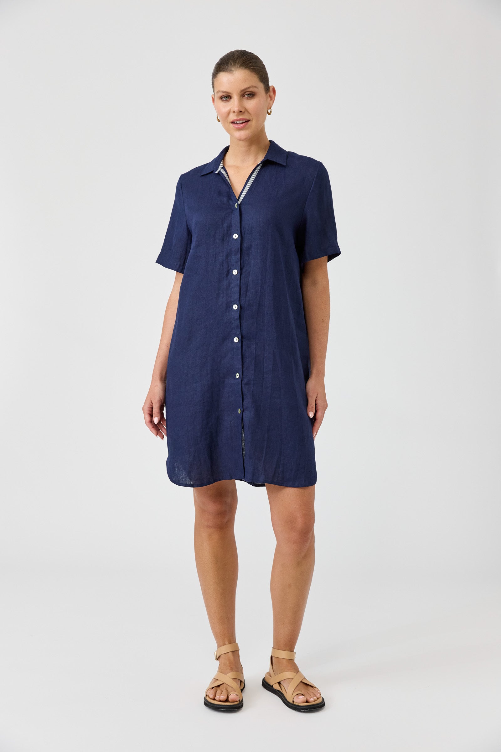 Studio Short Shirt Dress - Indigo