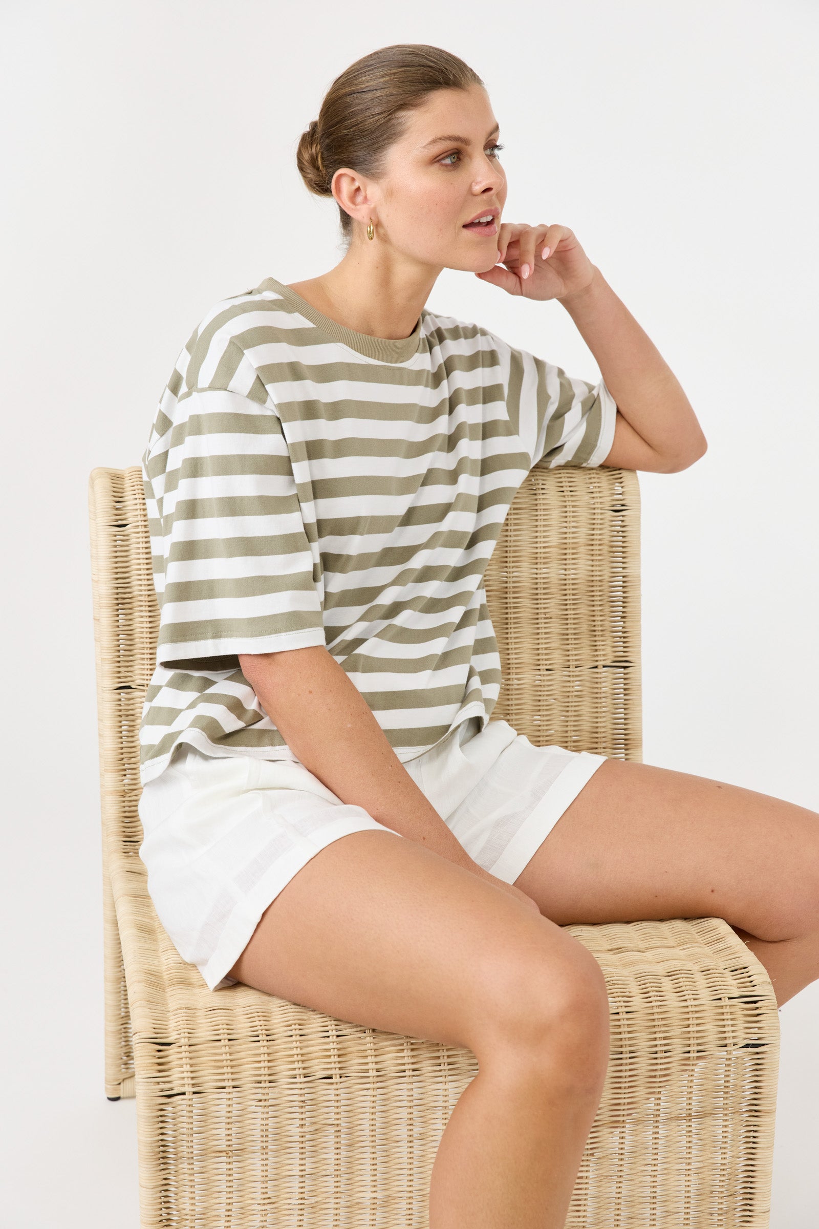 Studio Stripe Tshirt - Olive