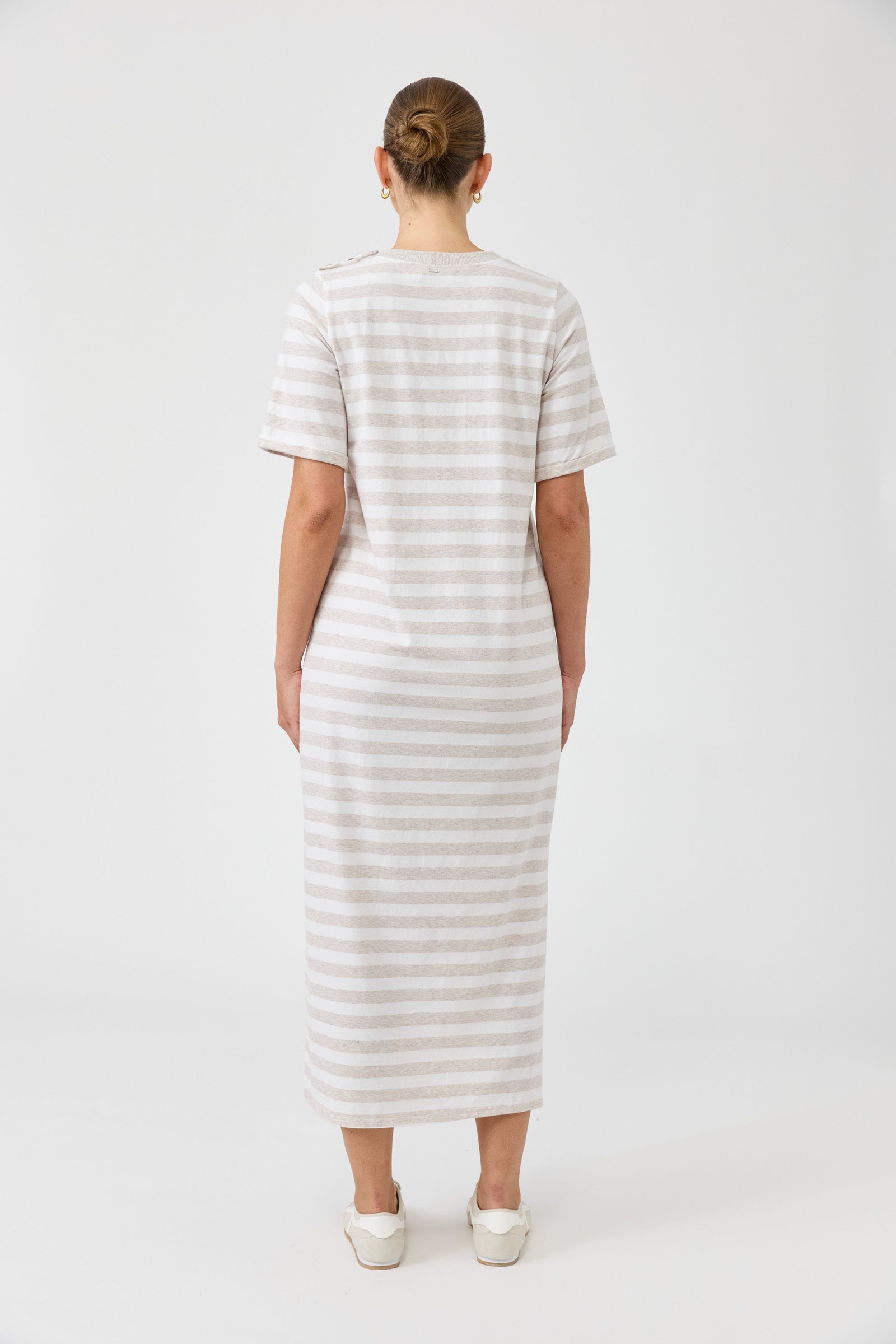 Studio Stripe Tshirt Dress - Stone