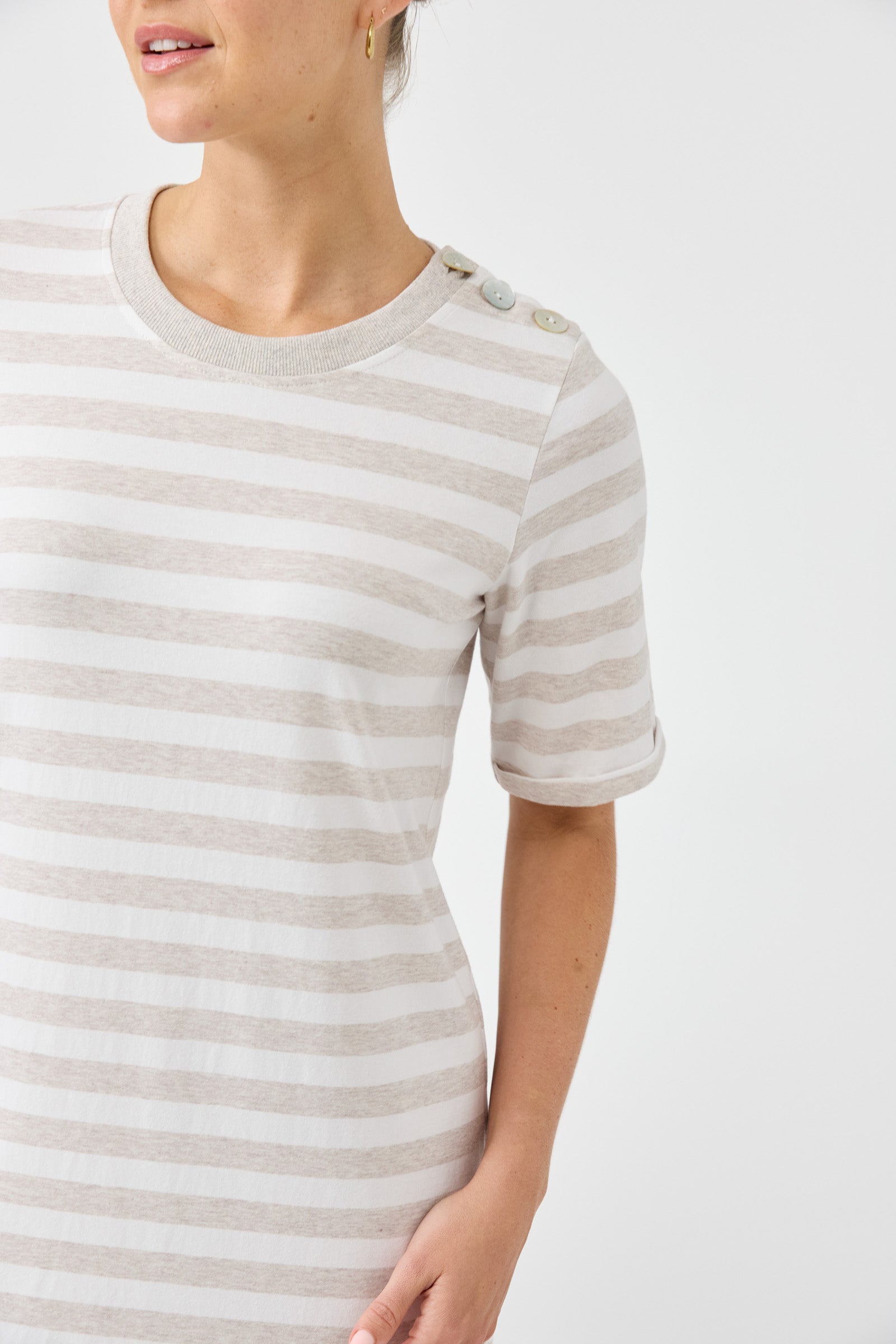 Studio Stripe Tshirt Dress - Stone
