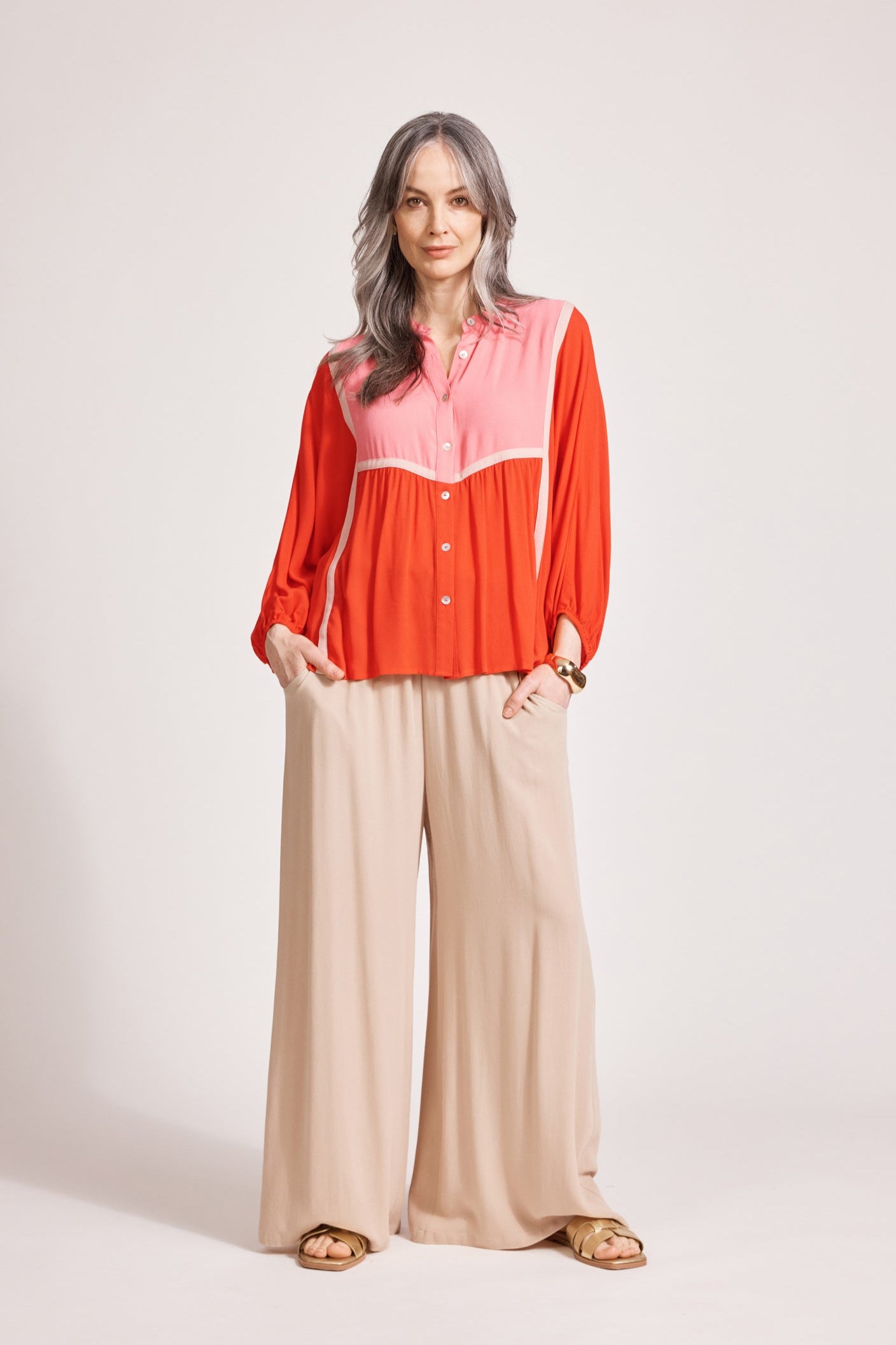 Alegria Spliced Top - Cameo/Coral