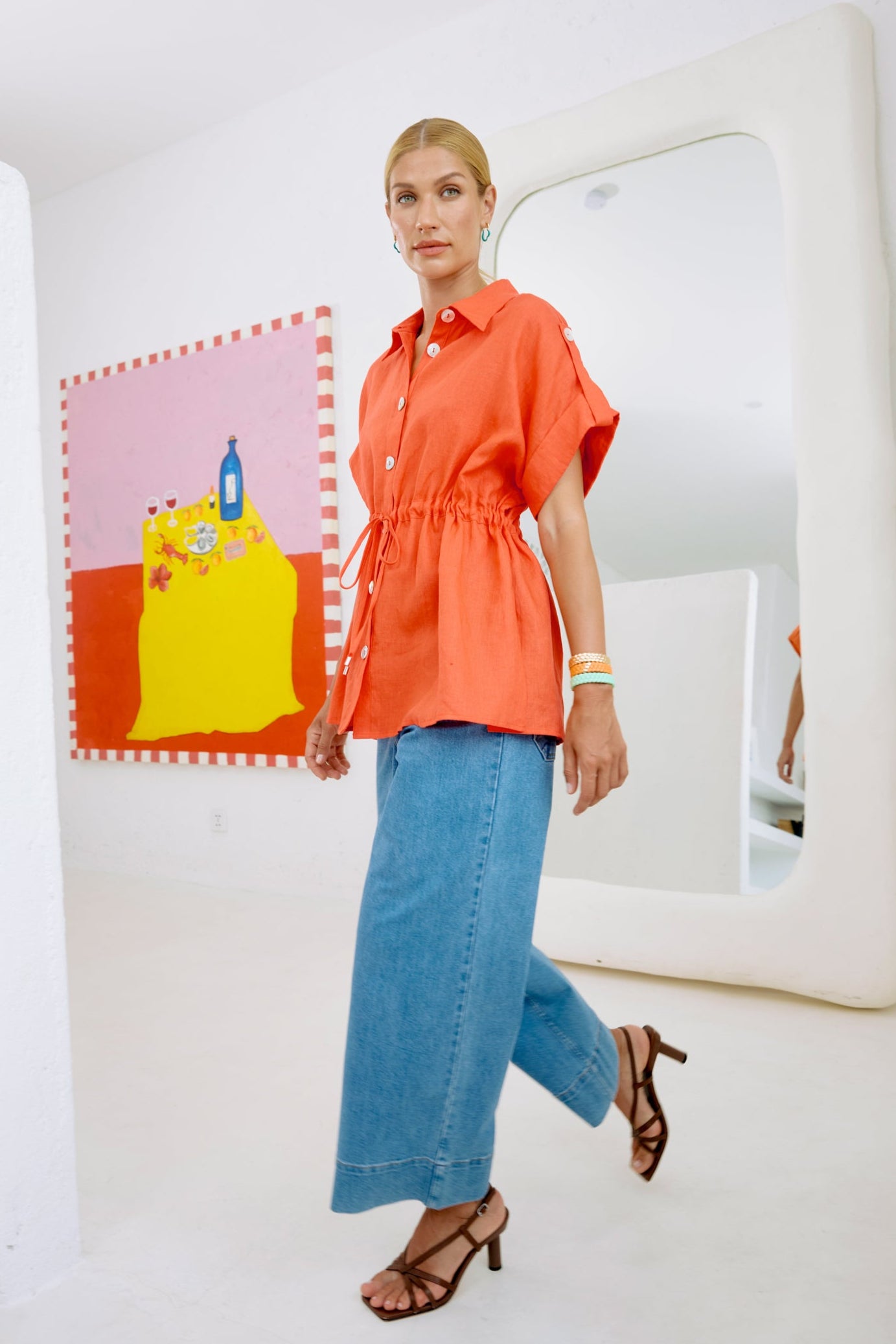 Miramar Tie Shirt - Coral