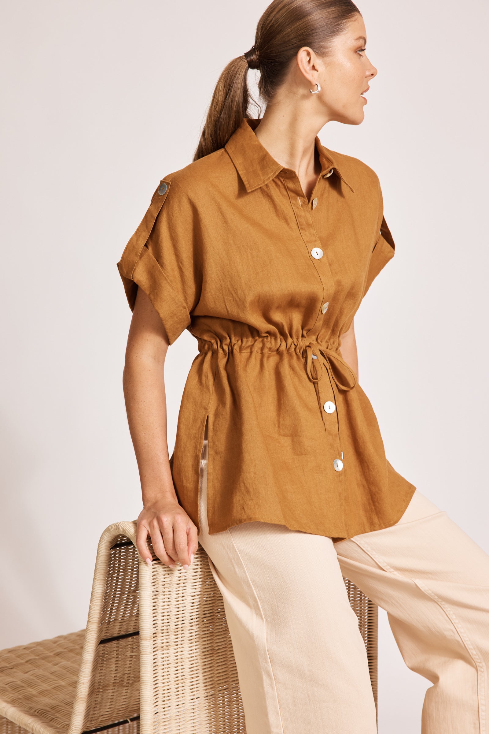 Miramar Tie Shirt - Caramel