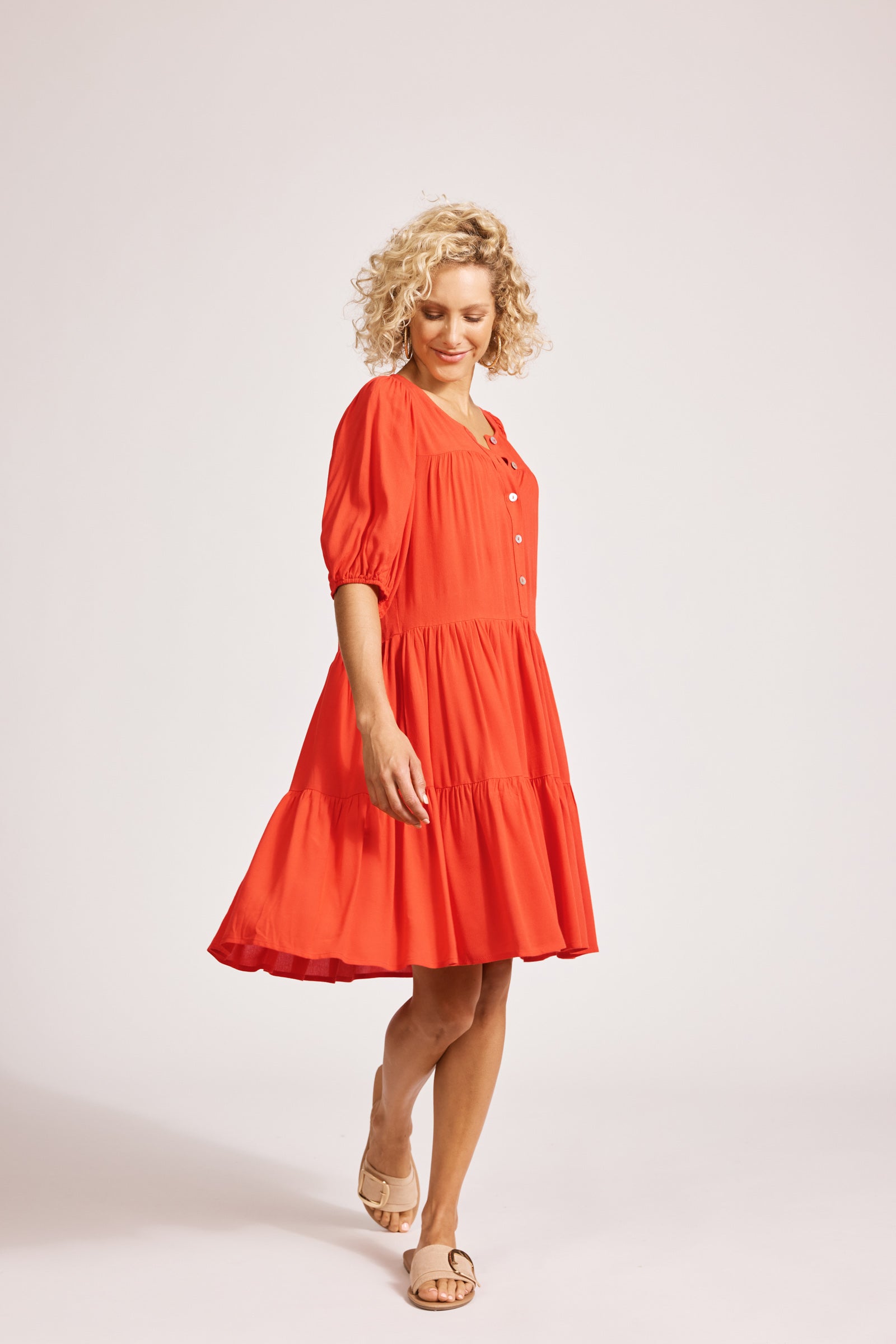Alegria Midi Dress - Coral