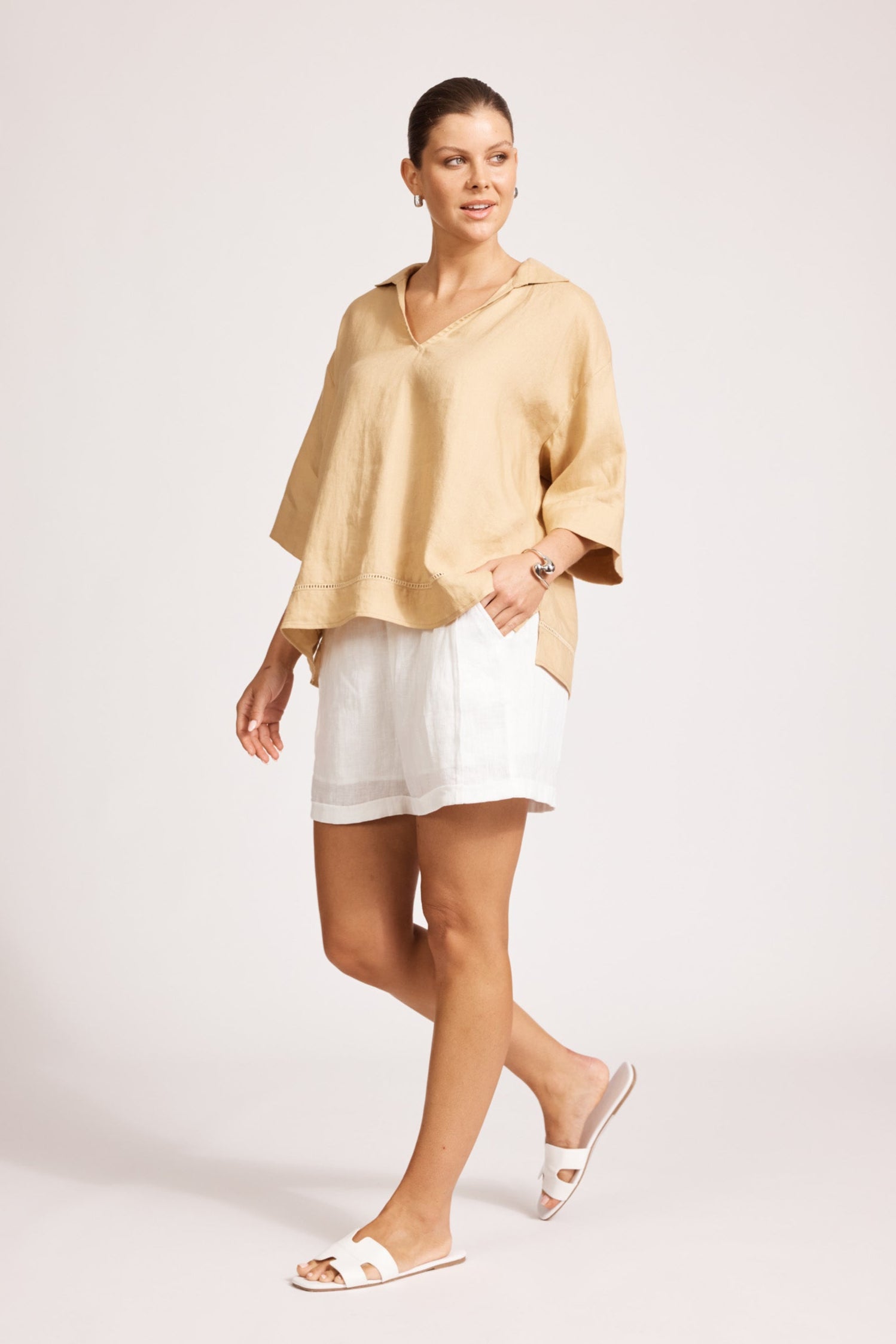 Miramar Collared Top - Camel