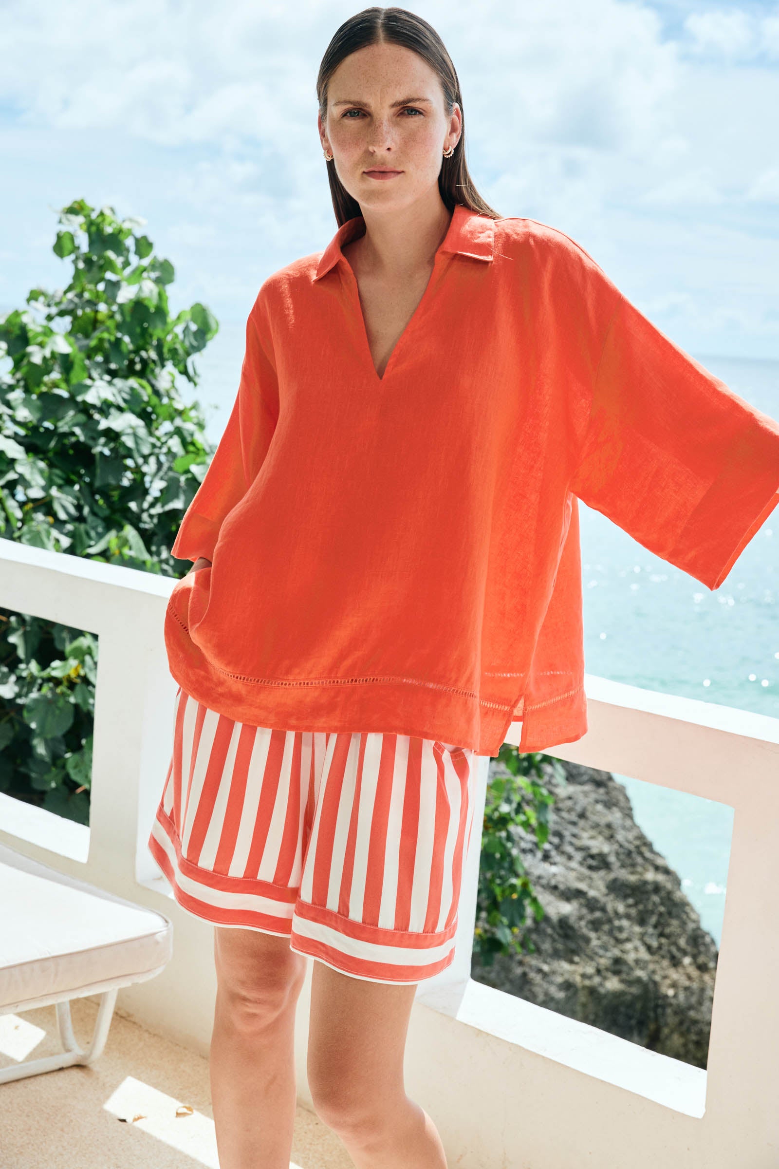 Treville Stripe Short - Coral