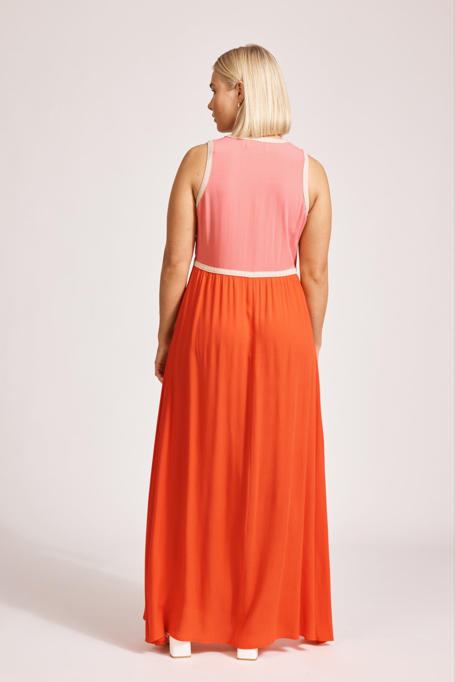 Alegria Spliced Maxi Dress - Cameo/Coral