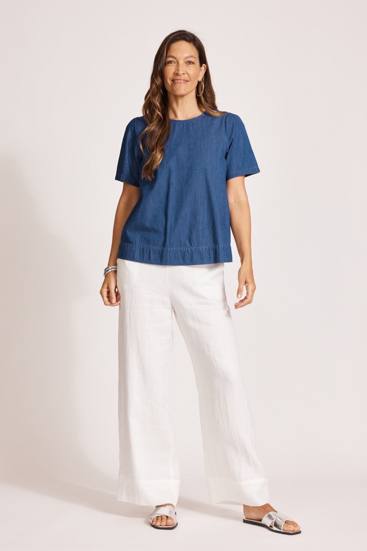 Melenia Denim Top - Indigo