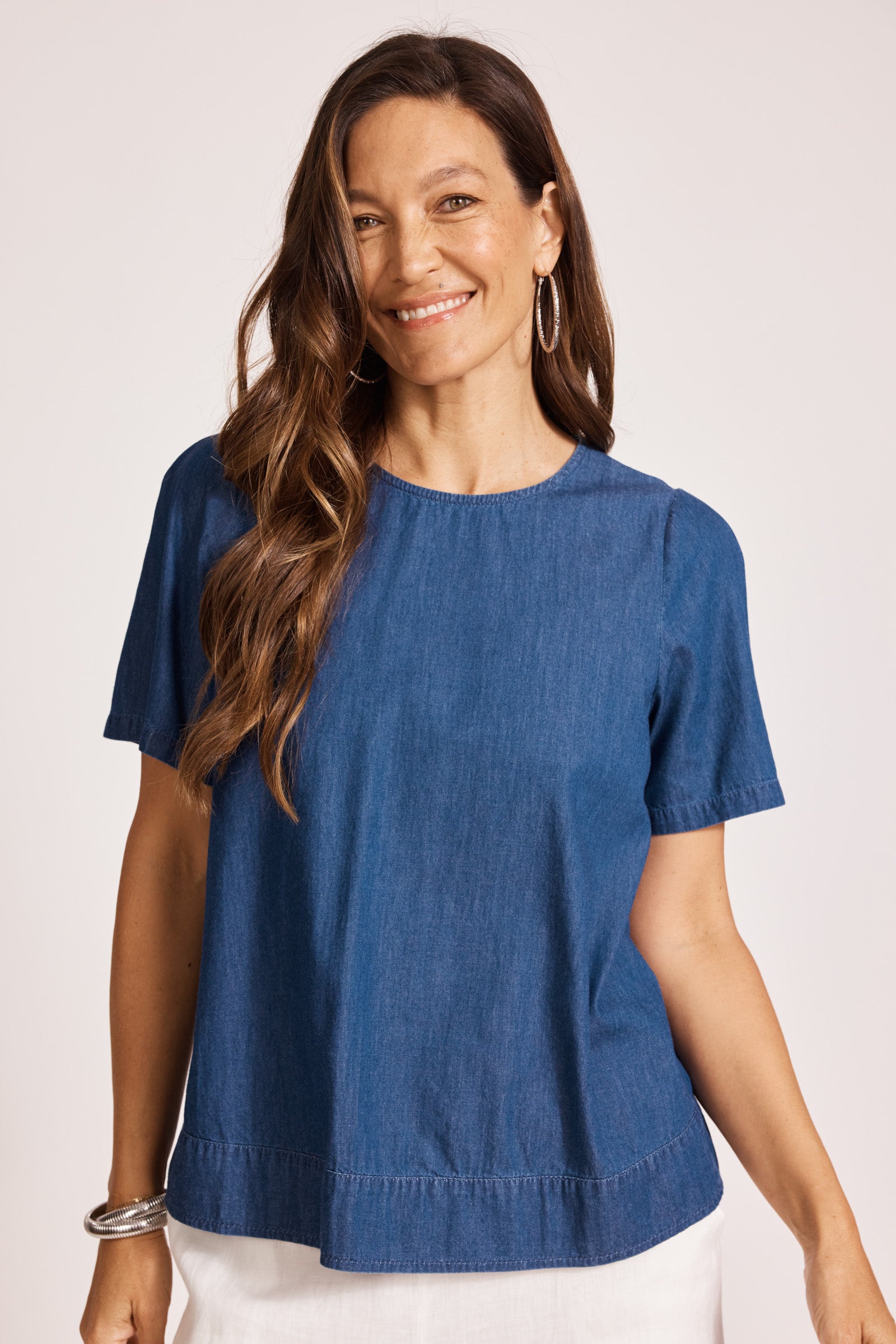 Melenia Denim Top - Indigo