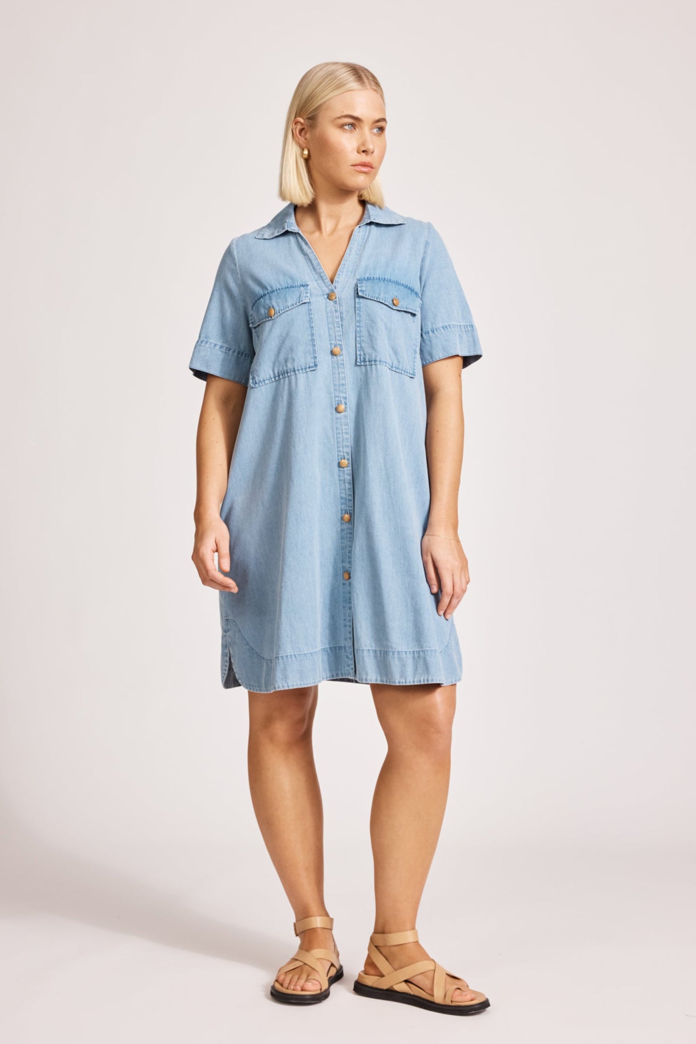 Melenia Denim Shirt Dress - Denim