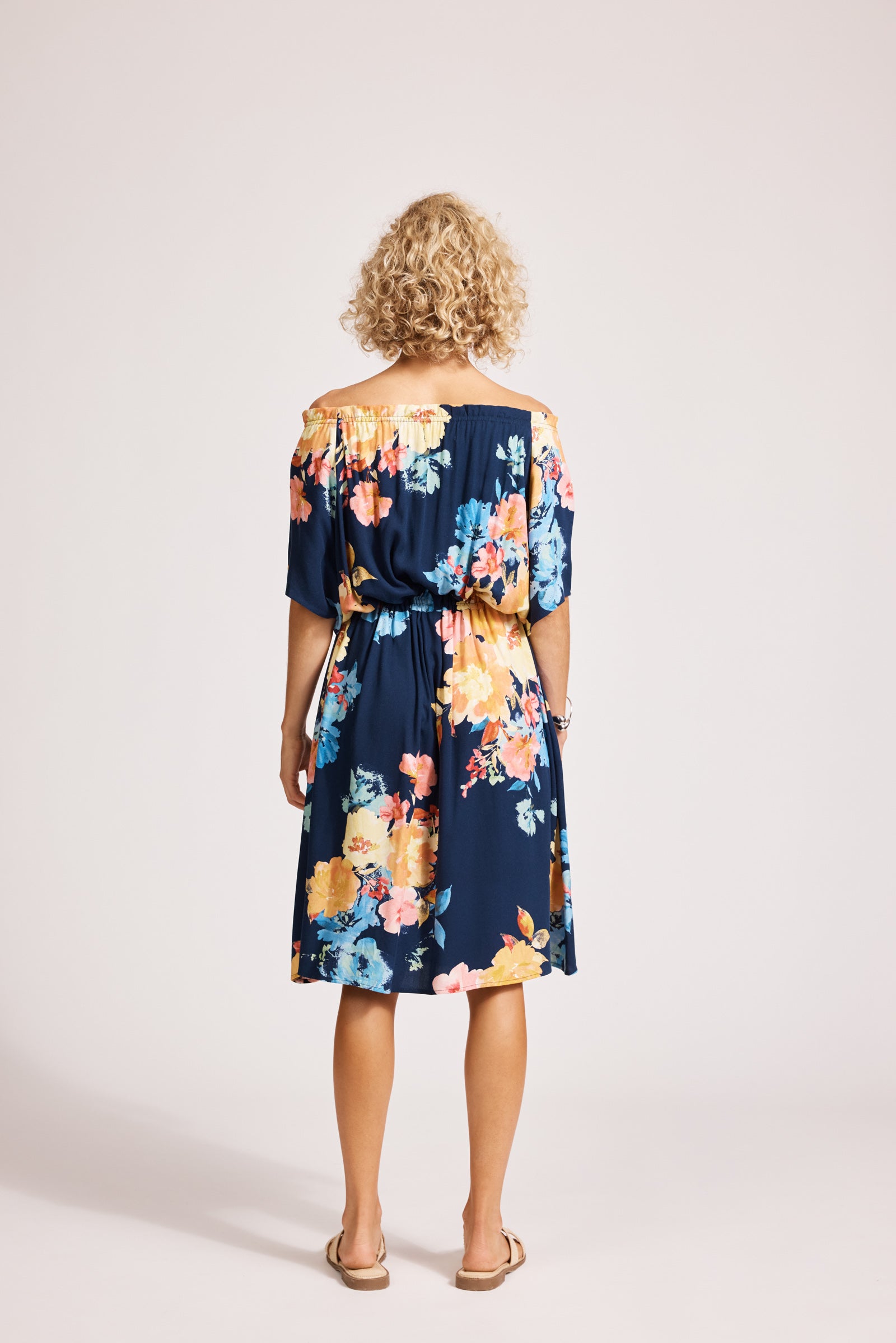 Parisio Button Dress - Indigo Bloom