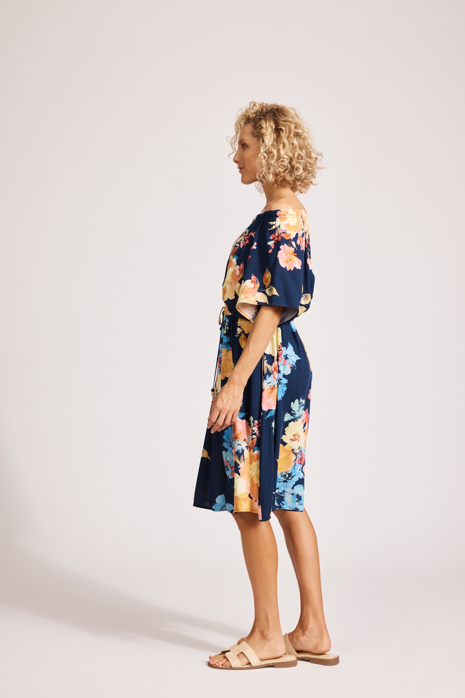Parisio Button Dress - Indigo Bloom