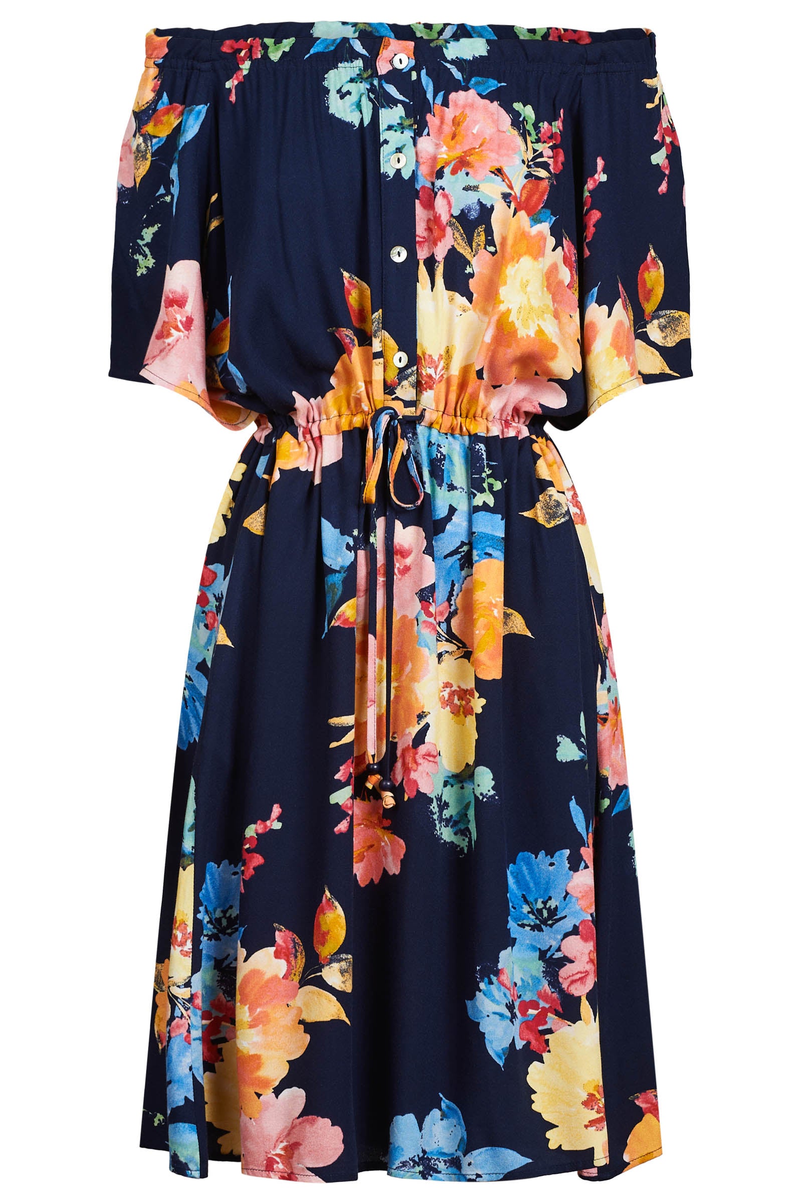 Parisio Button Dress - Indigo Bloom