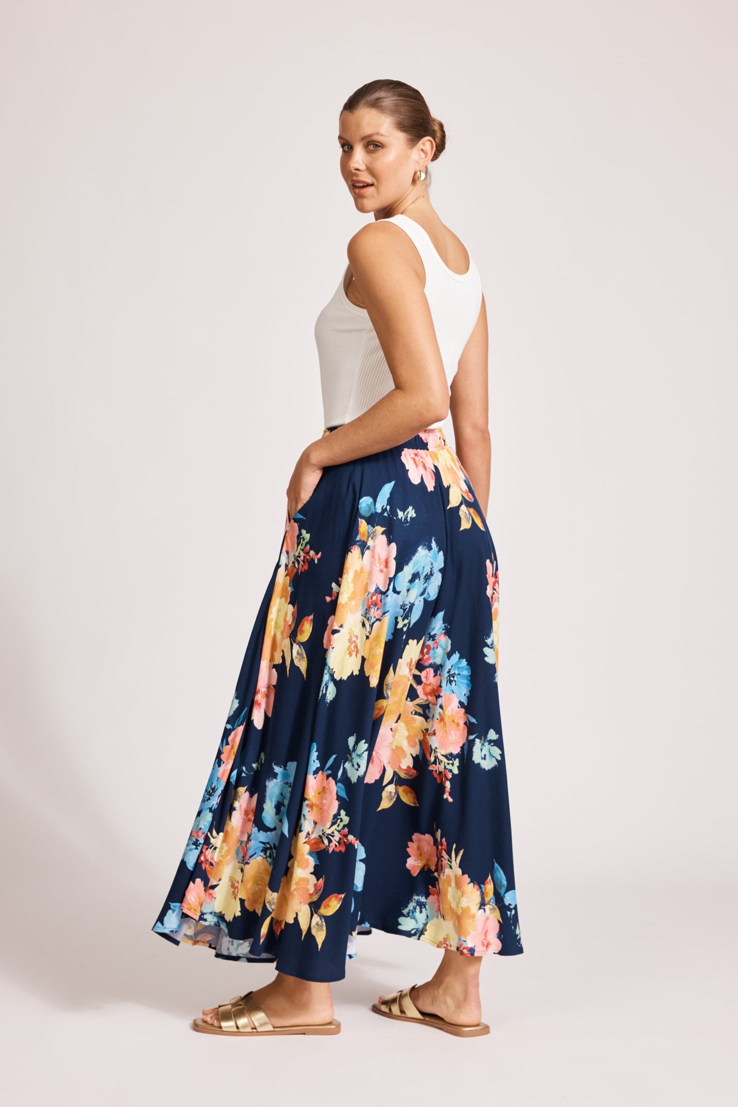 Parisio Maxi Skirt - Indigo Bloom