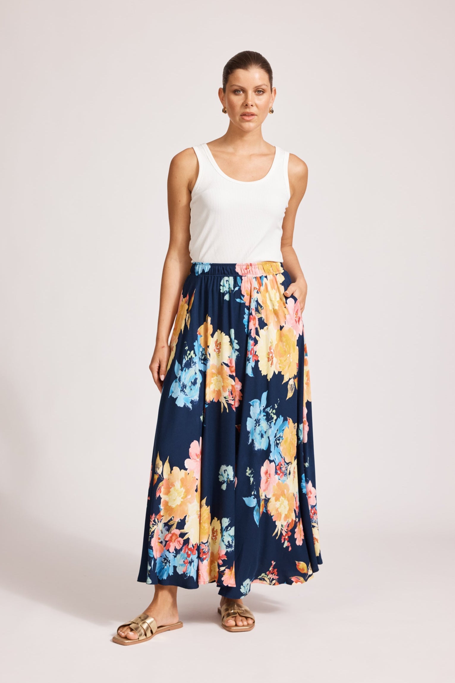 Parisio Maxi Skirt - Indigo Bloom