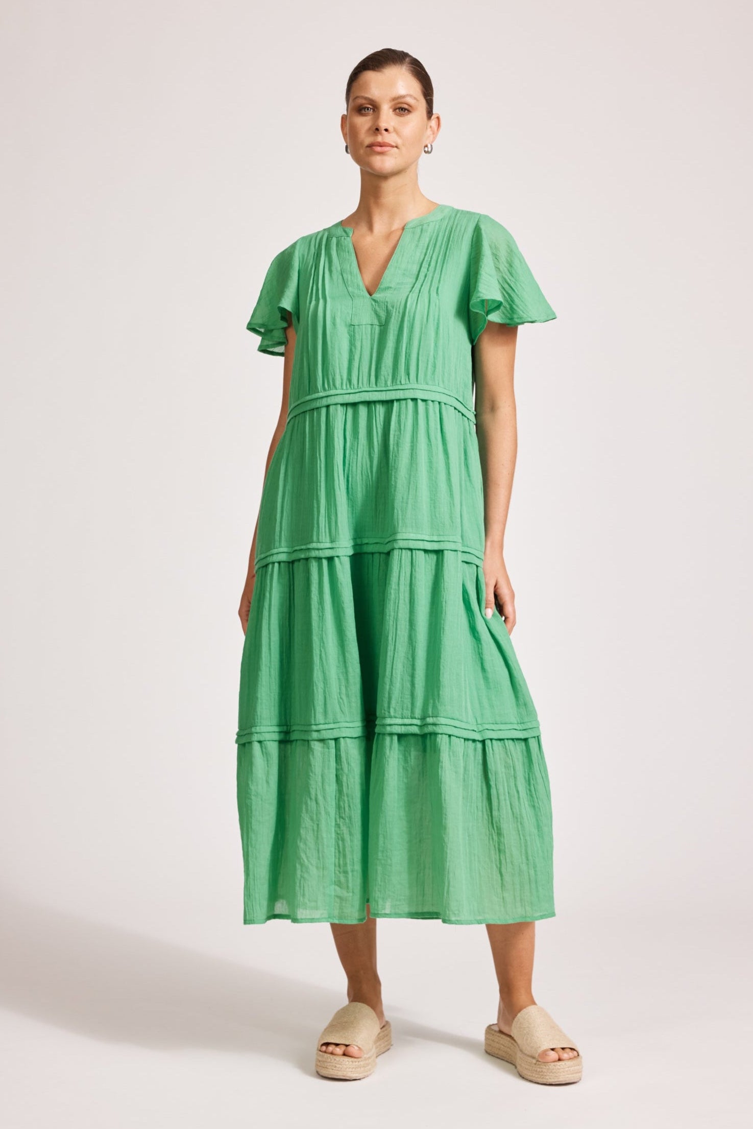 Orsula Tiered Maxi Dress - Jade