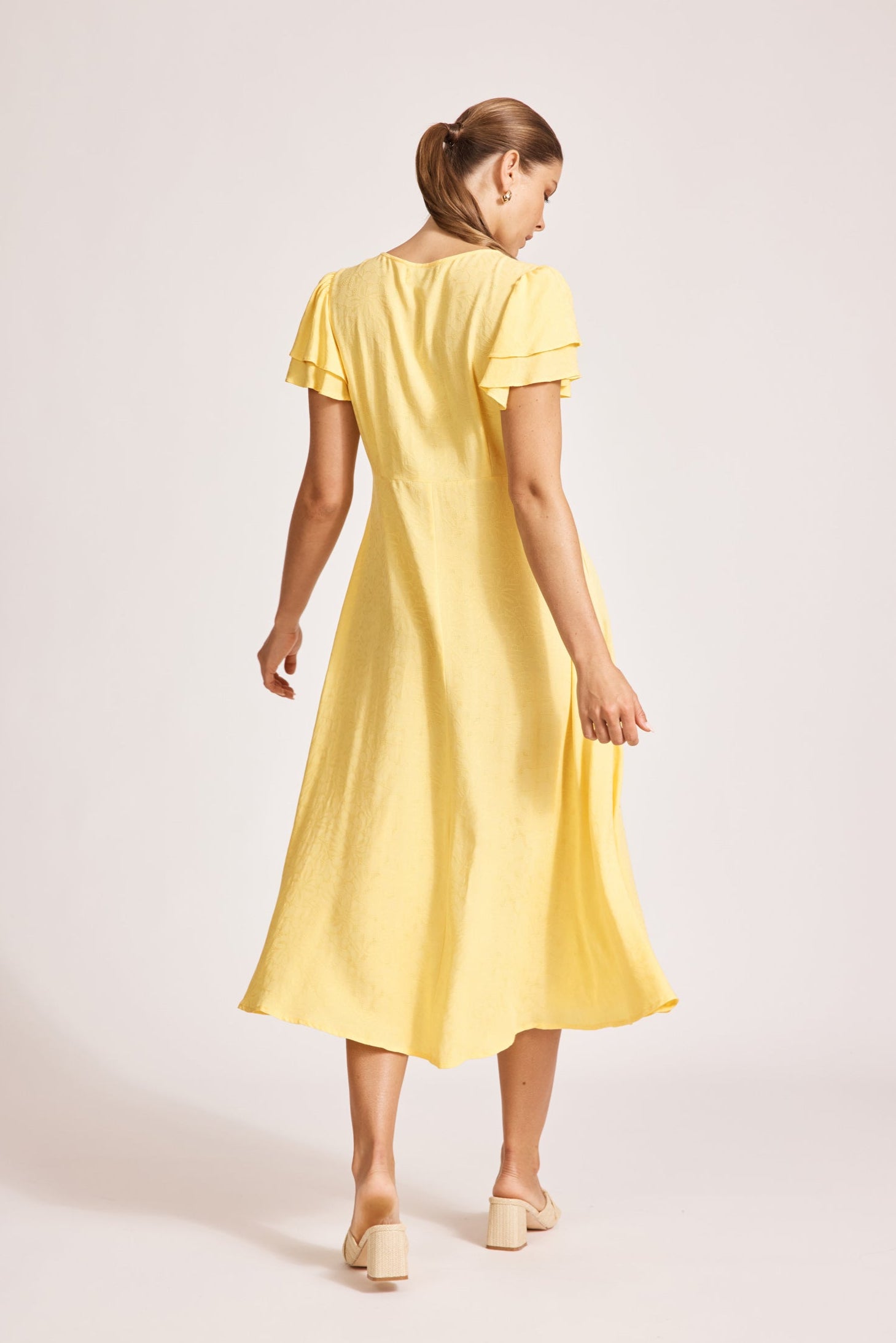 Parisio Button Midi Dress - Citrine