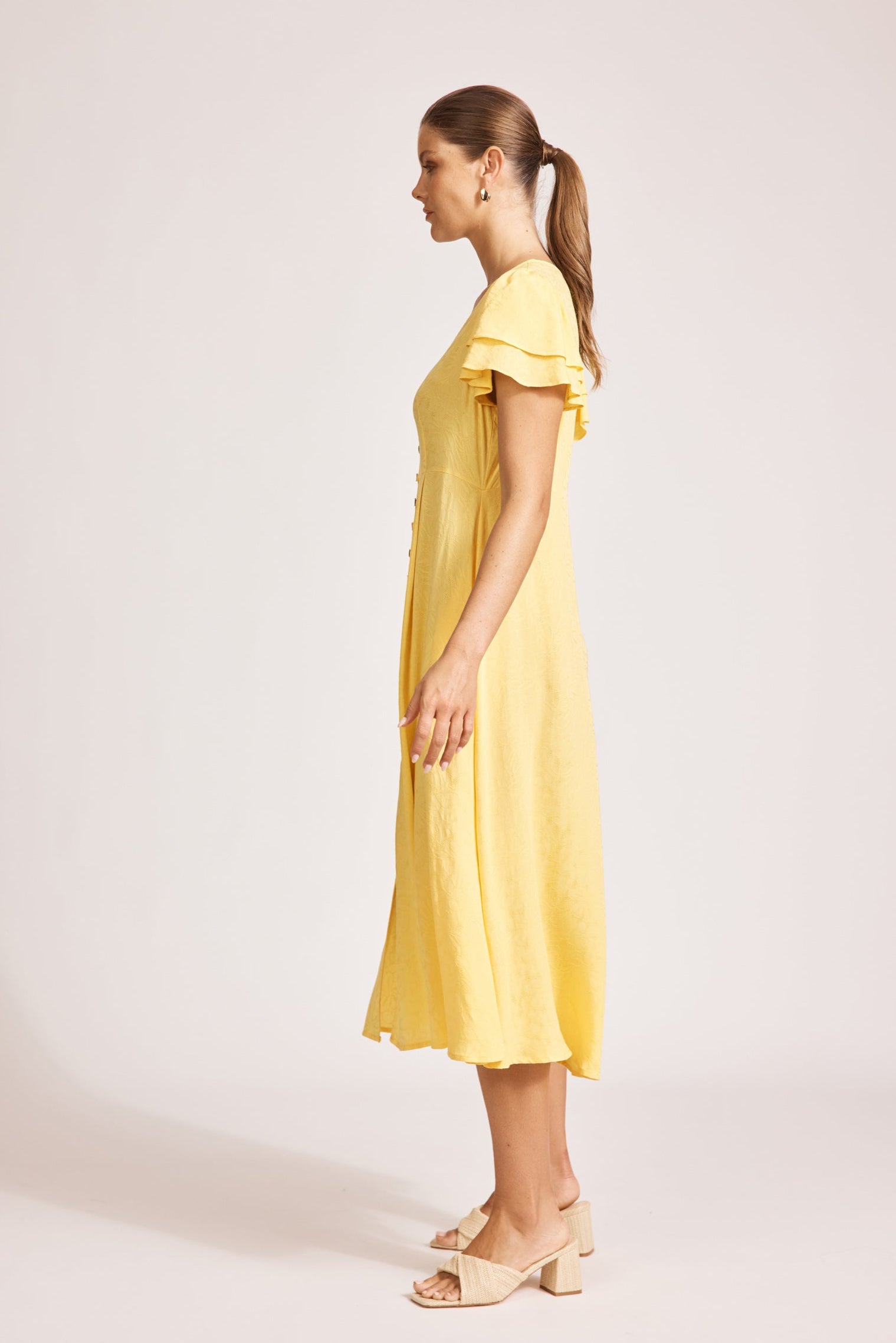 Parisio Button Midi Dress - Citrine