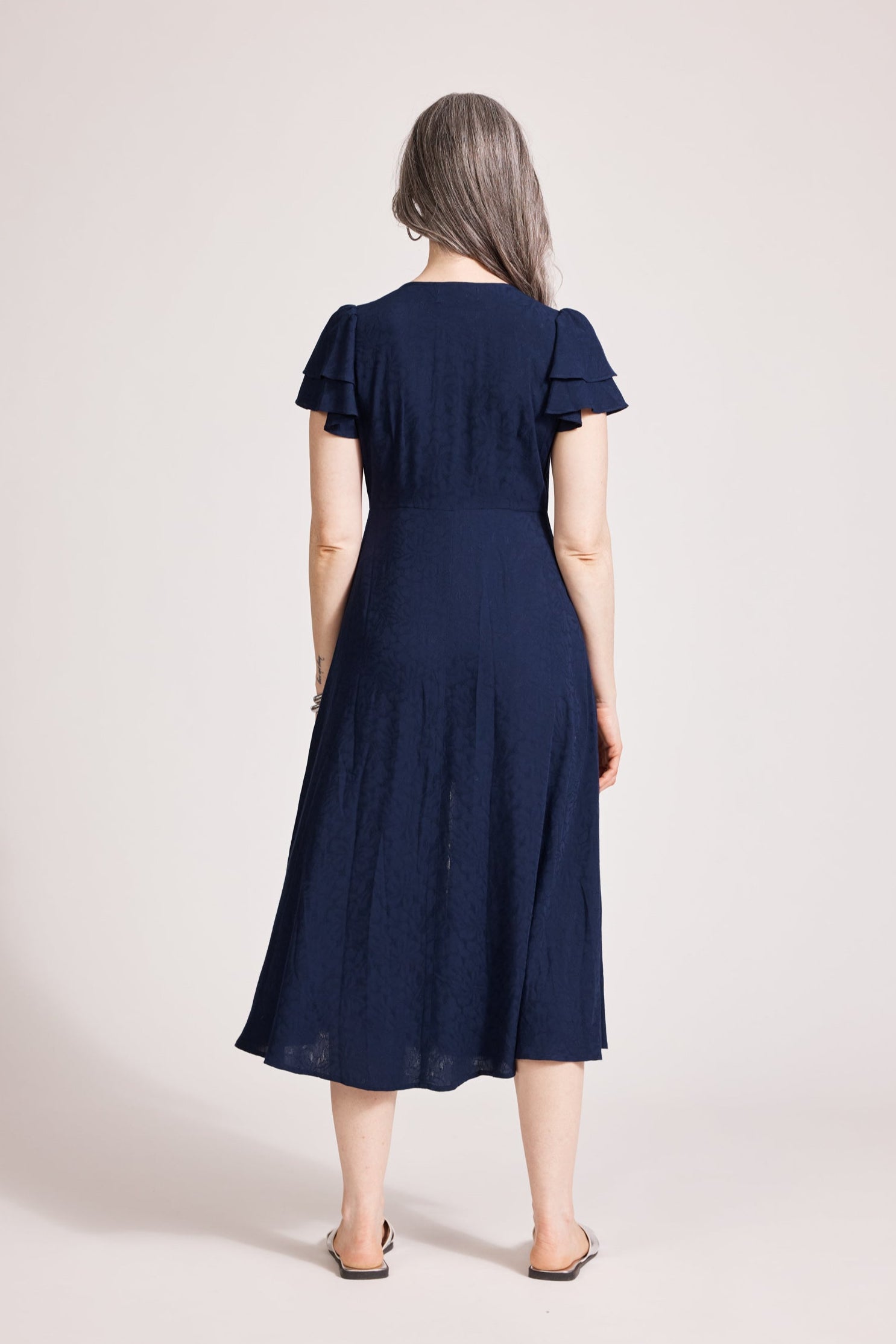 Parisio Button Midi Dress - Indigo