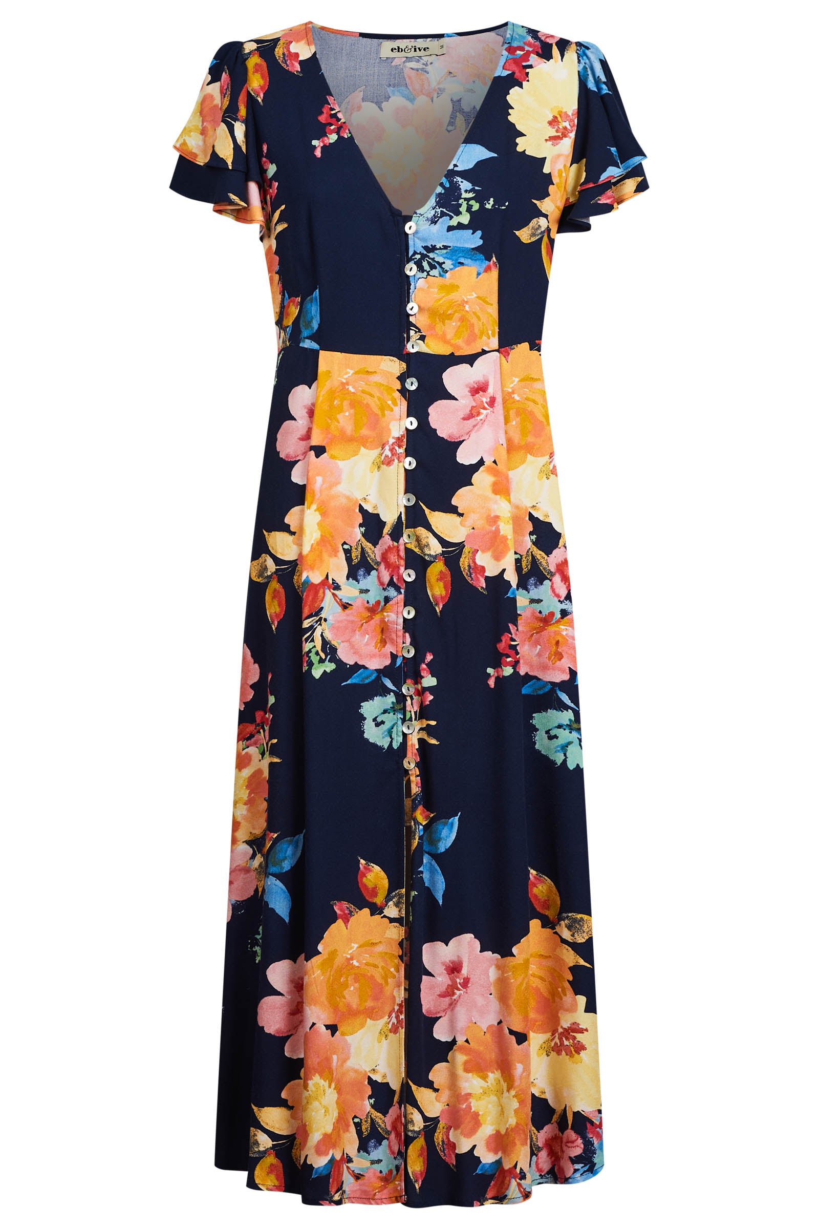 Parisio Button Midi Dress - Indigo Bloom