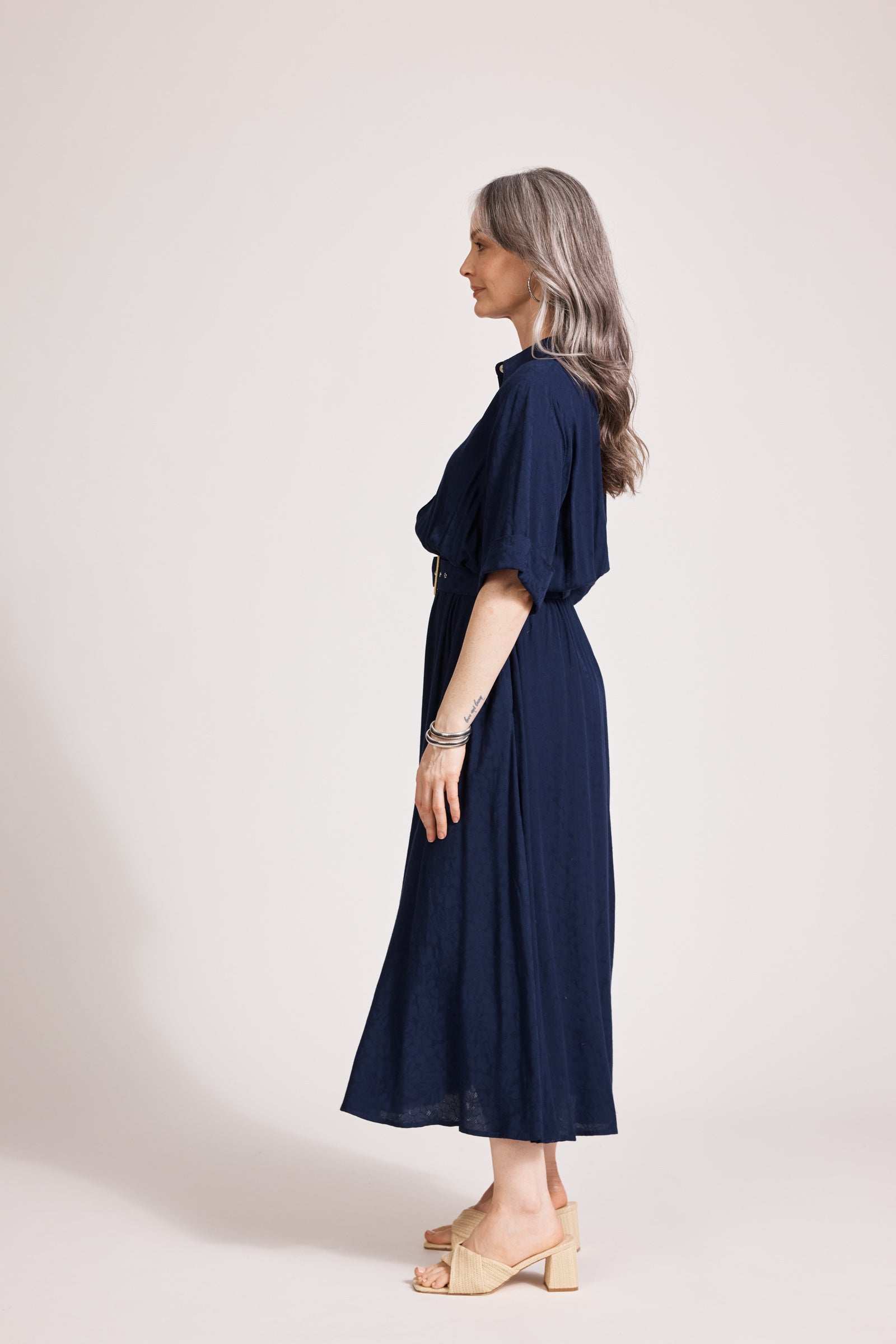 Parisio Belt Shirt Dress - Indigo