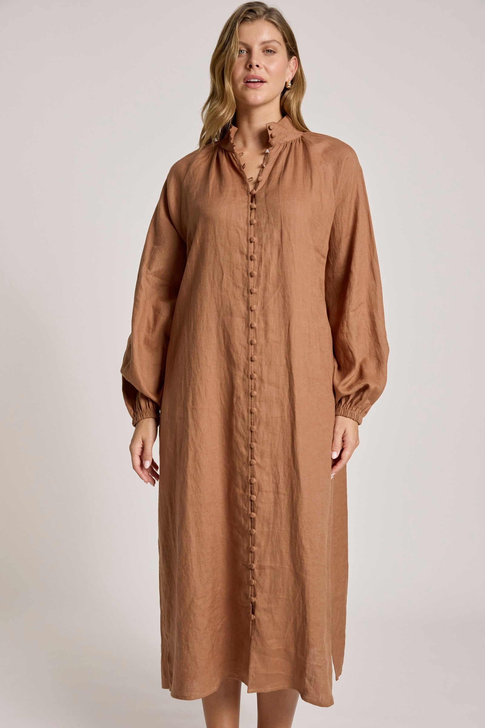 Bajau Button Dress - Clay