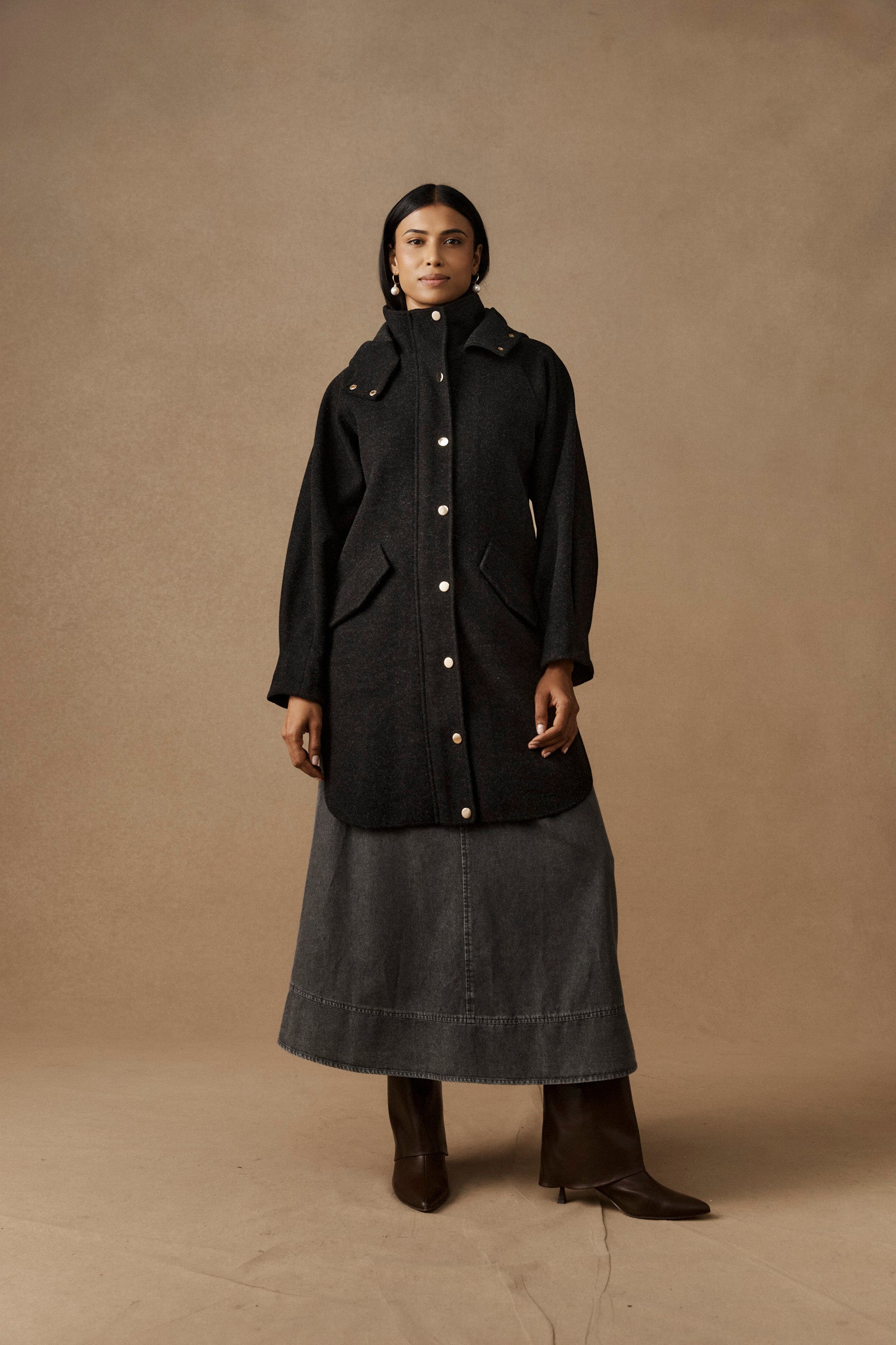 Sable Hood Jacket - Char