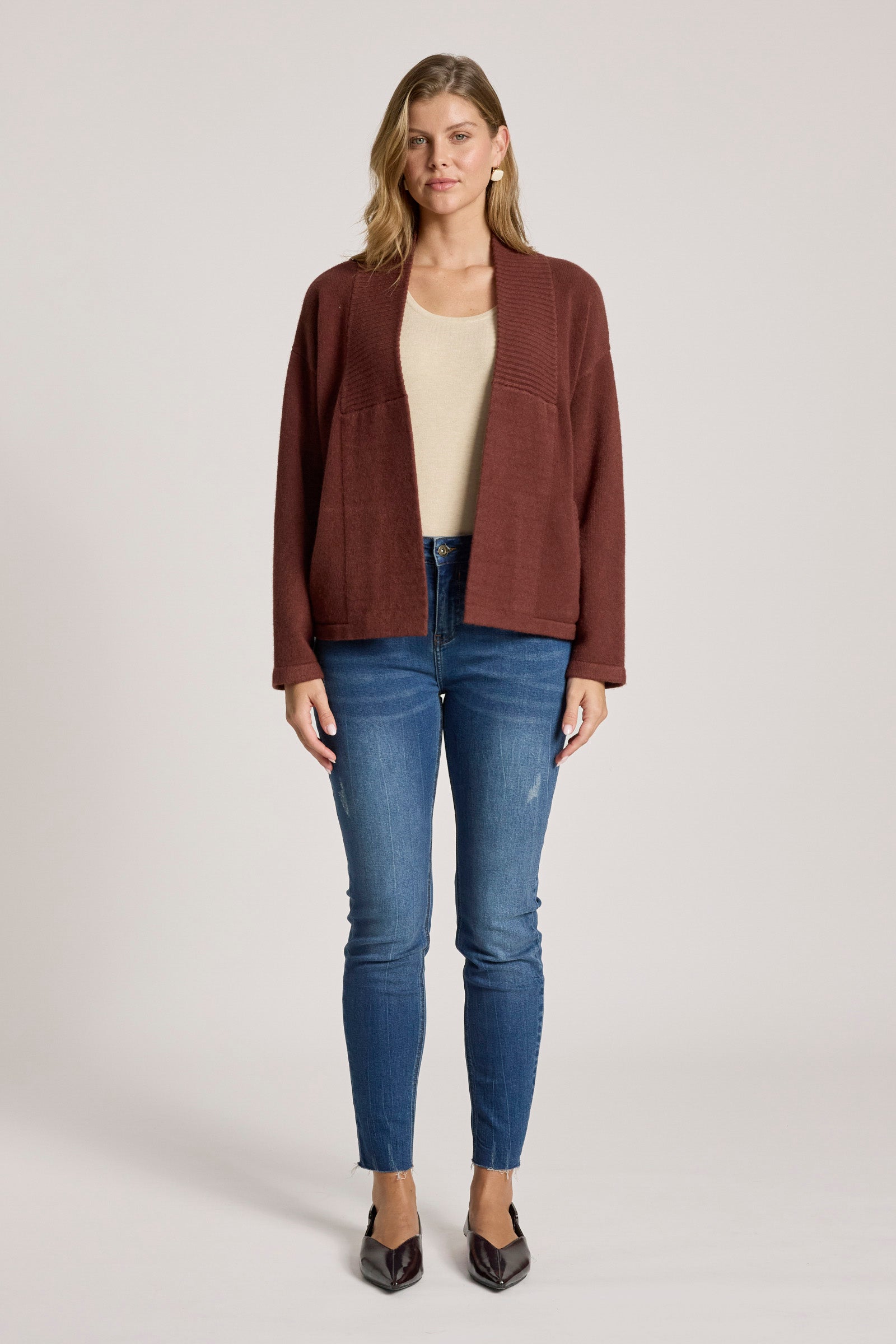 Samira Crop Cardigan - Mahogany