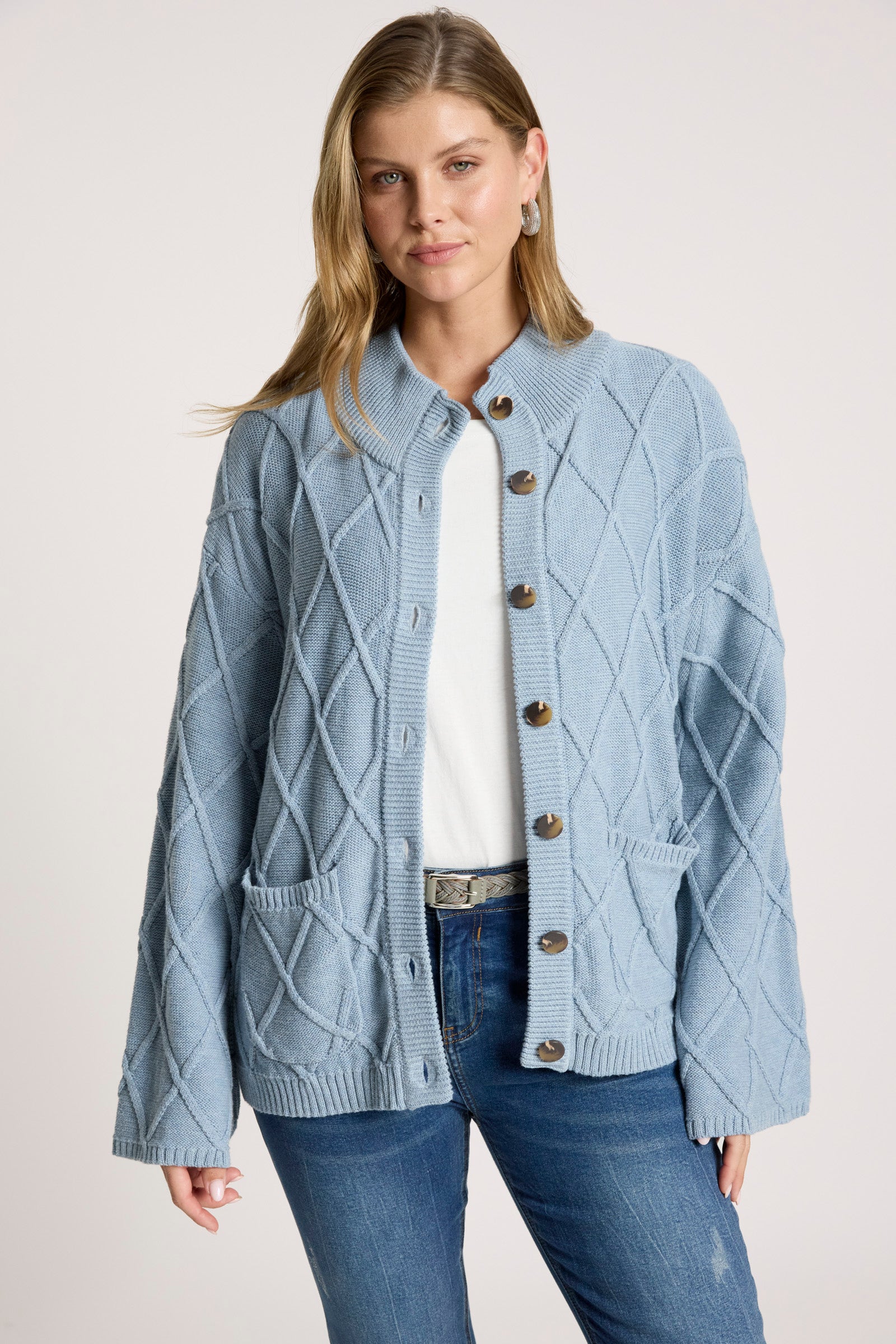 Liora Crop Cardigan - Lake