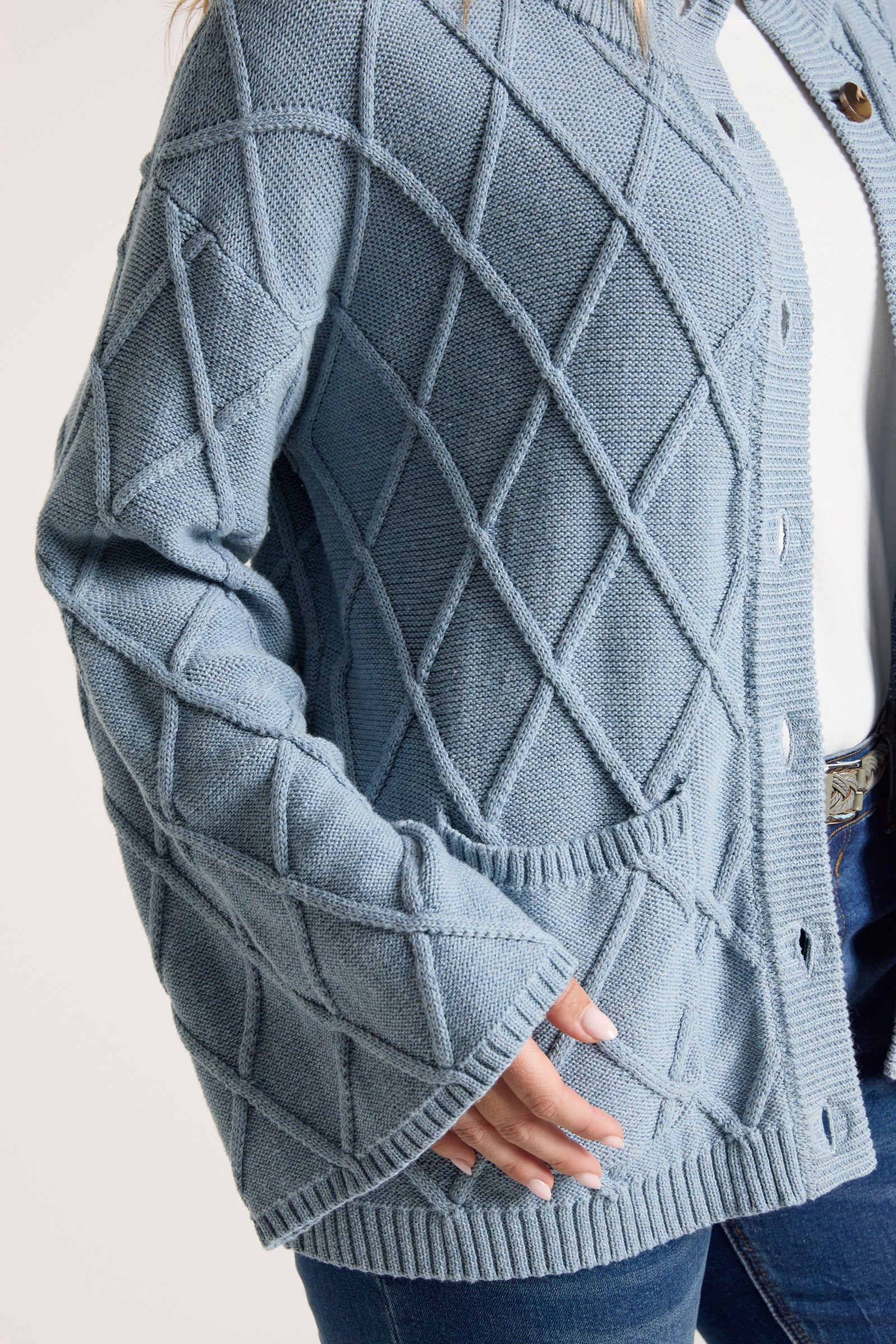 Liora Crop Cardigan - Lake