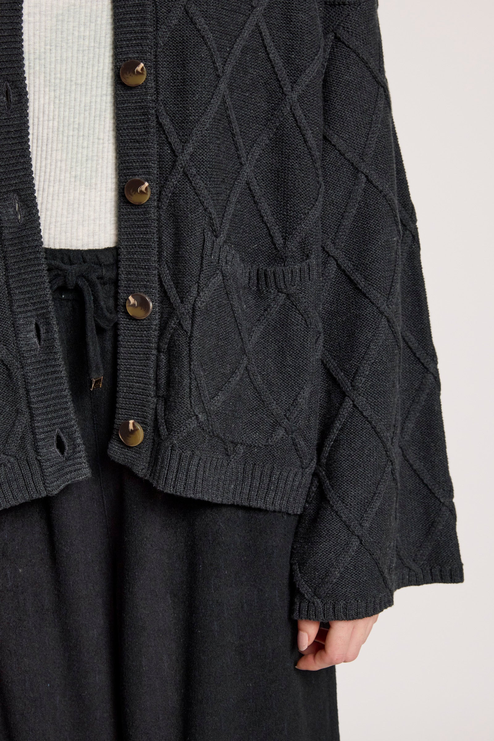 Liora Crop Cardigan - Char