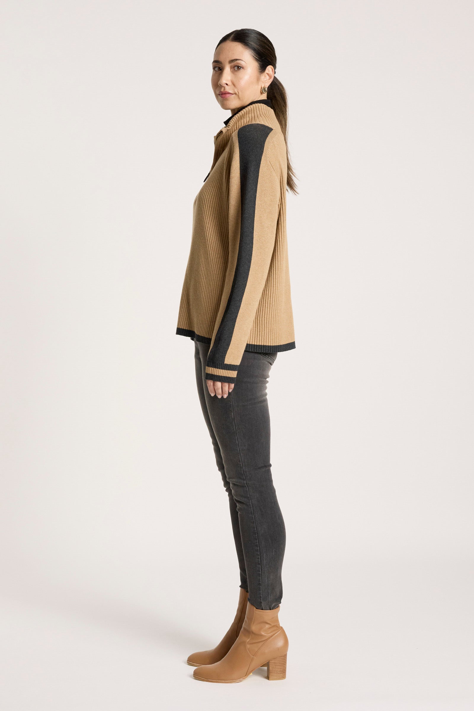 Liora Zip Jumper - Mocha/Char