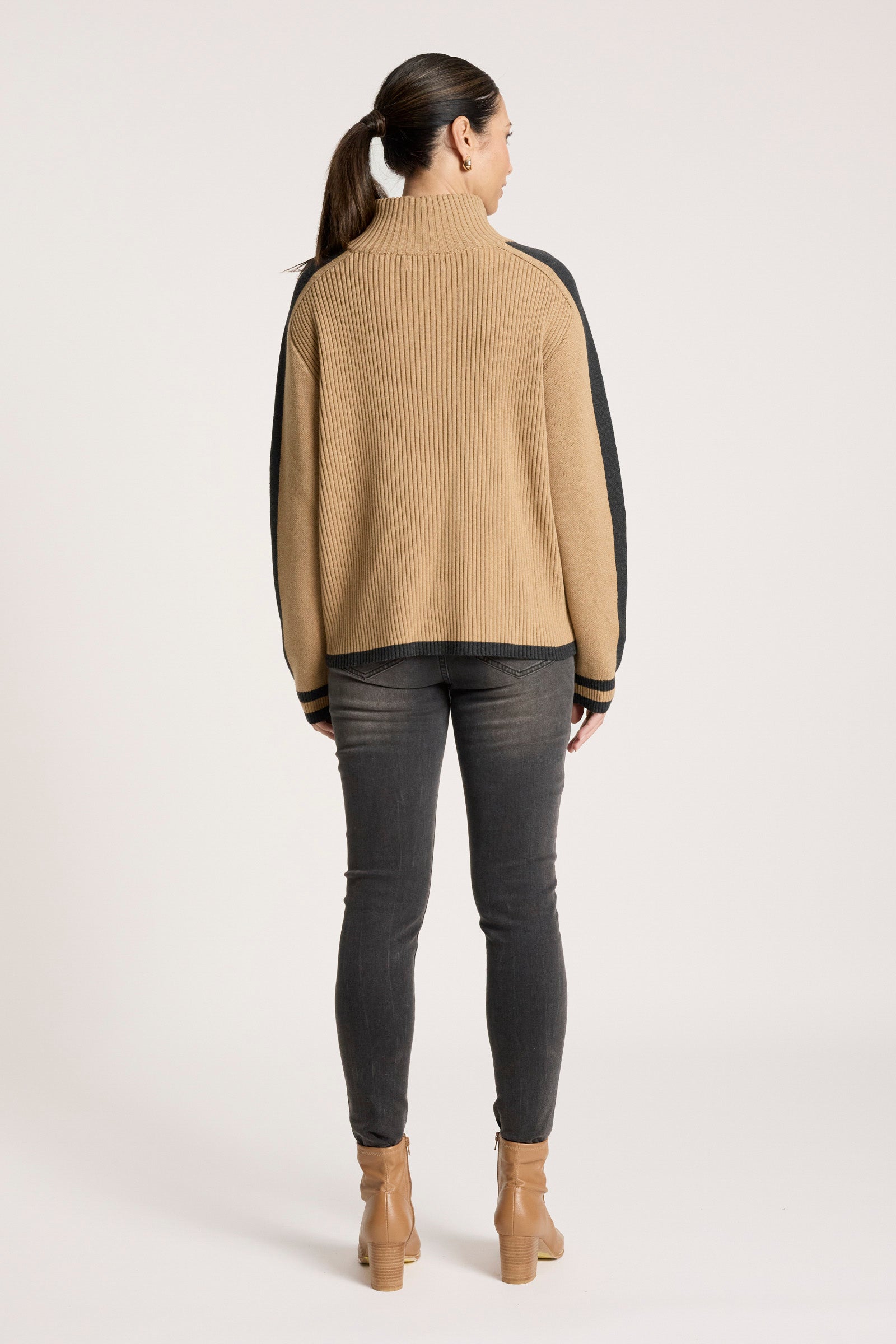 Liora Zip Jumper - Mocha/Char