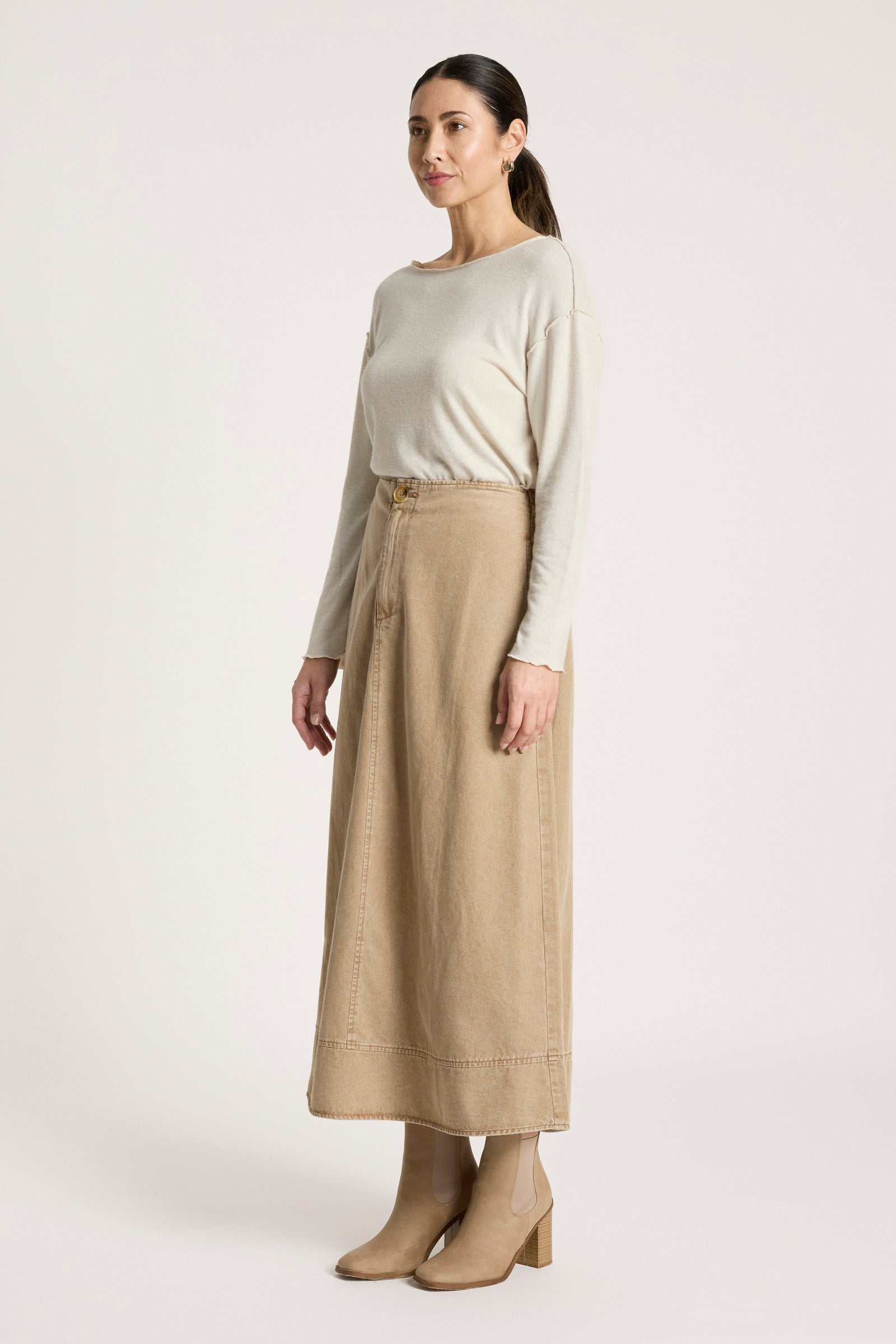 Bodhi Denim Skirt - Fawn