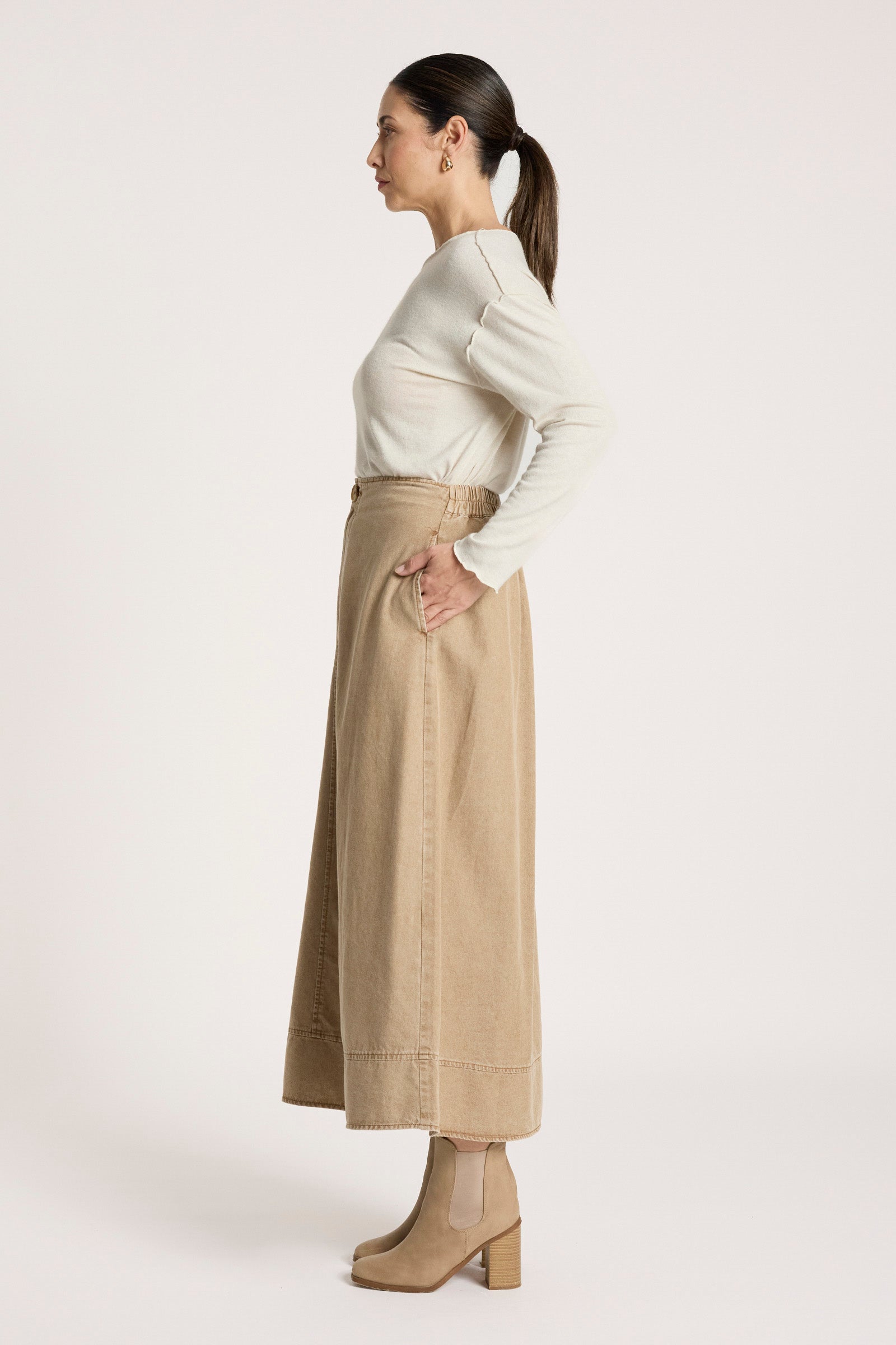 Bodhi Denim Skirt - Fawn