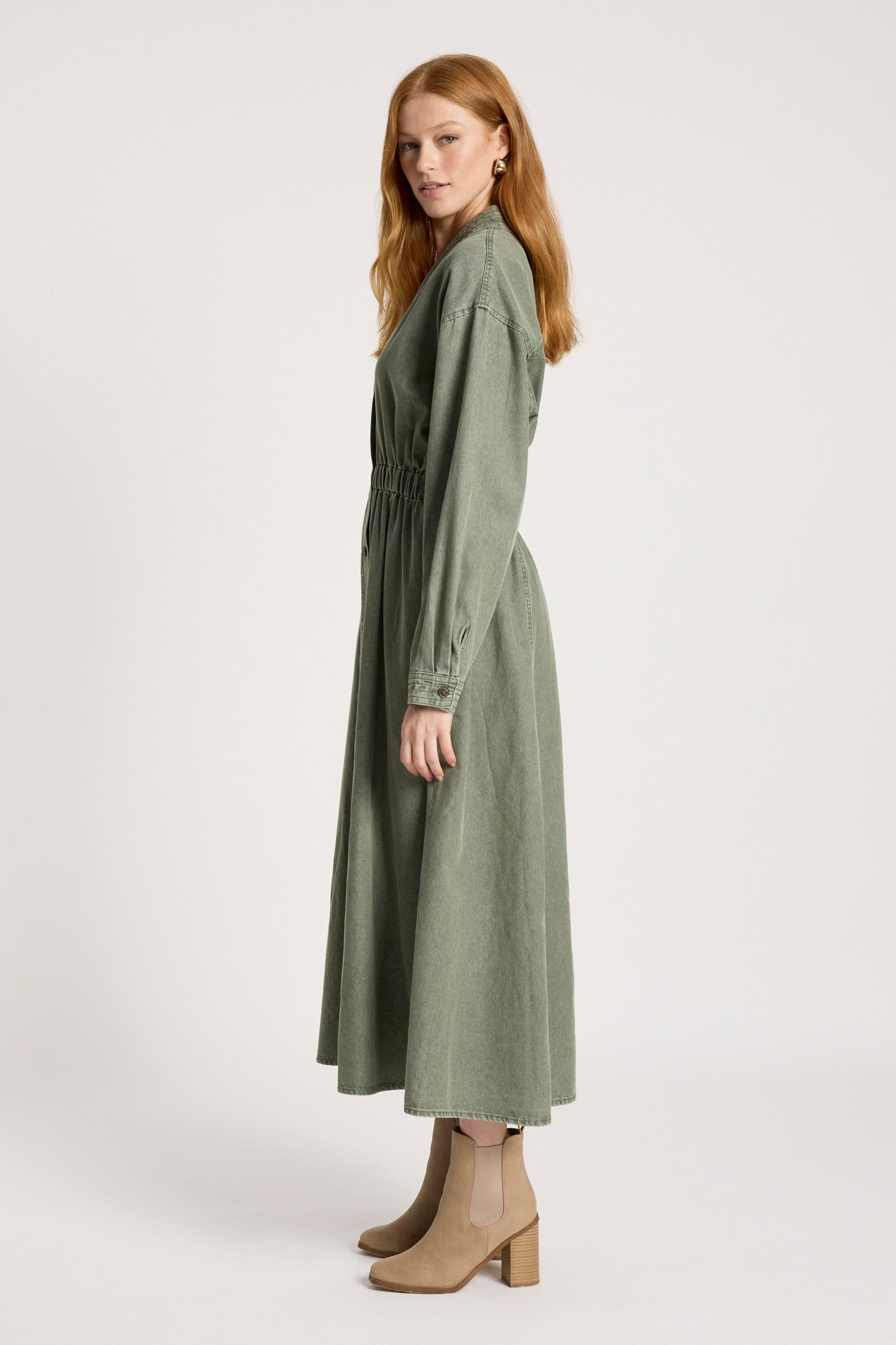 Bodhi Denim Dress - Olive