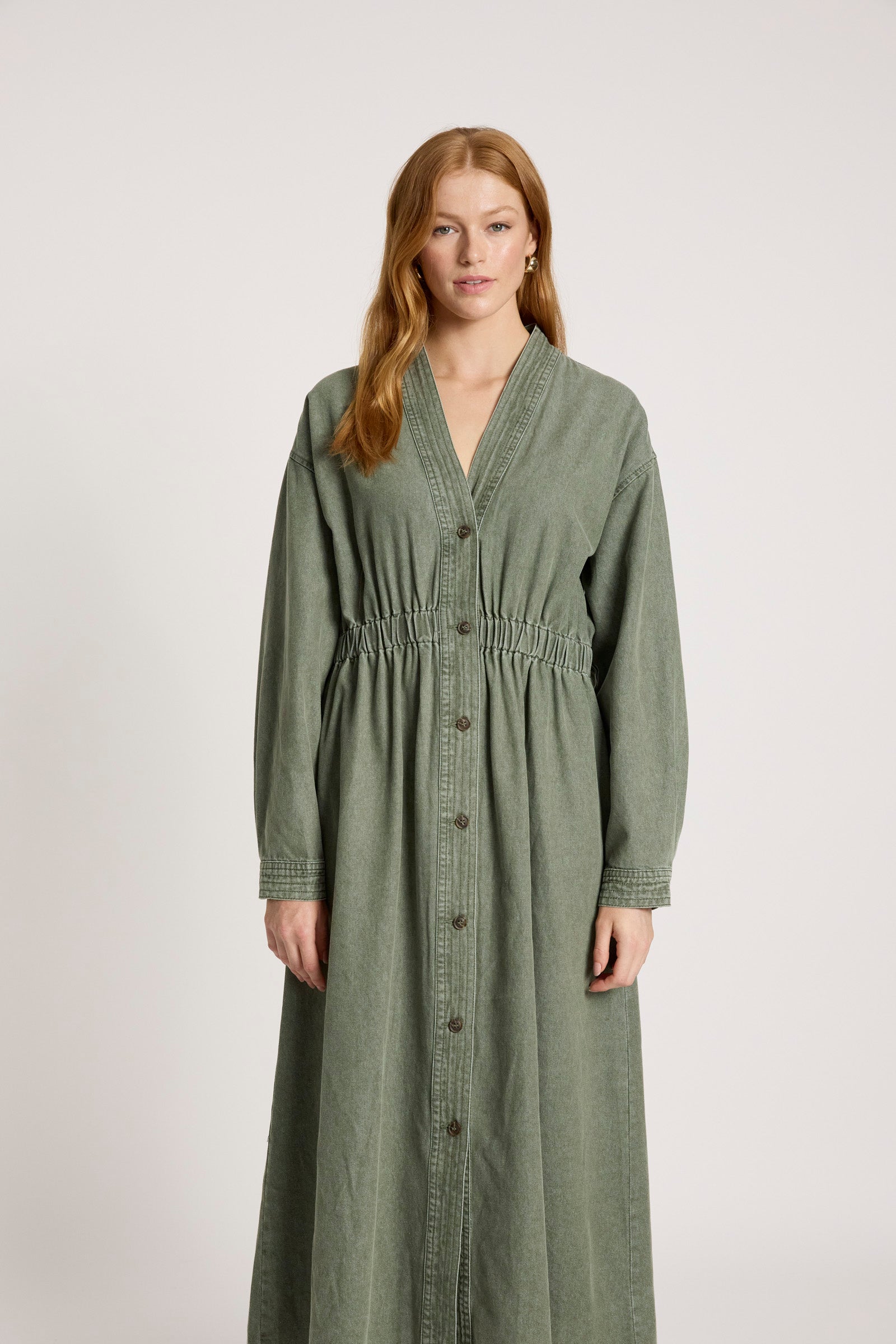 Bodhi Denim Dress - Olive