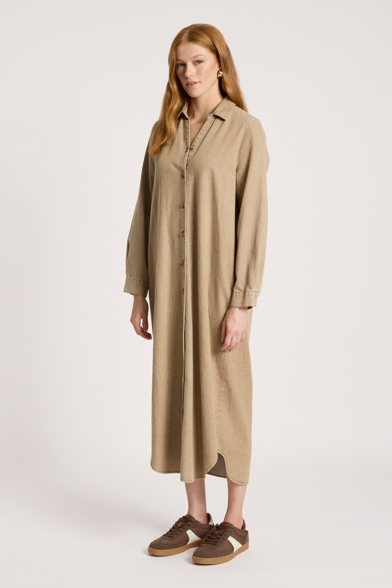 Bodhi Denim Shirt Dress - Fawn