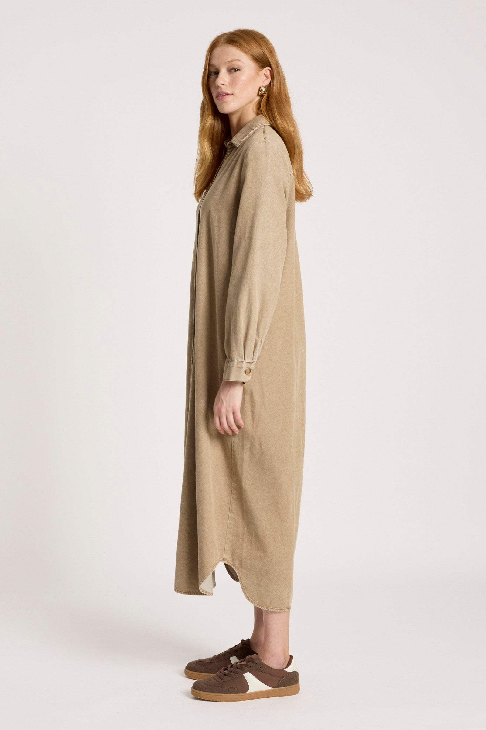 Bodhi Denim Shirt Dress - Fawn