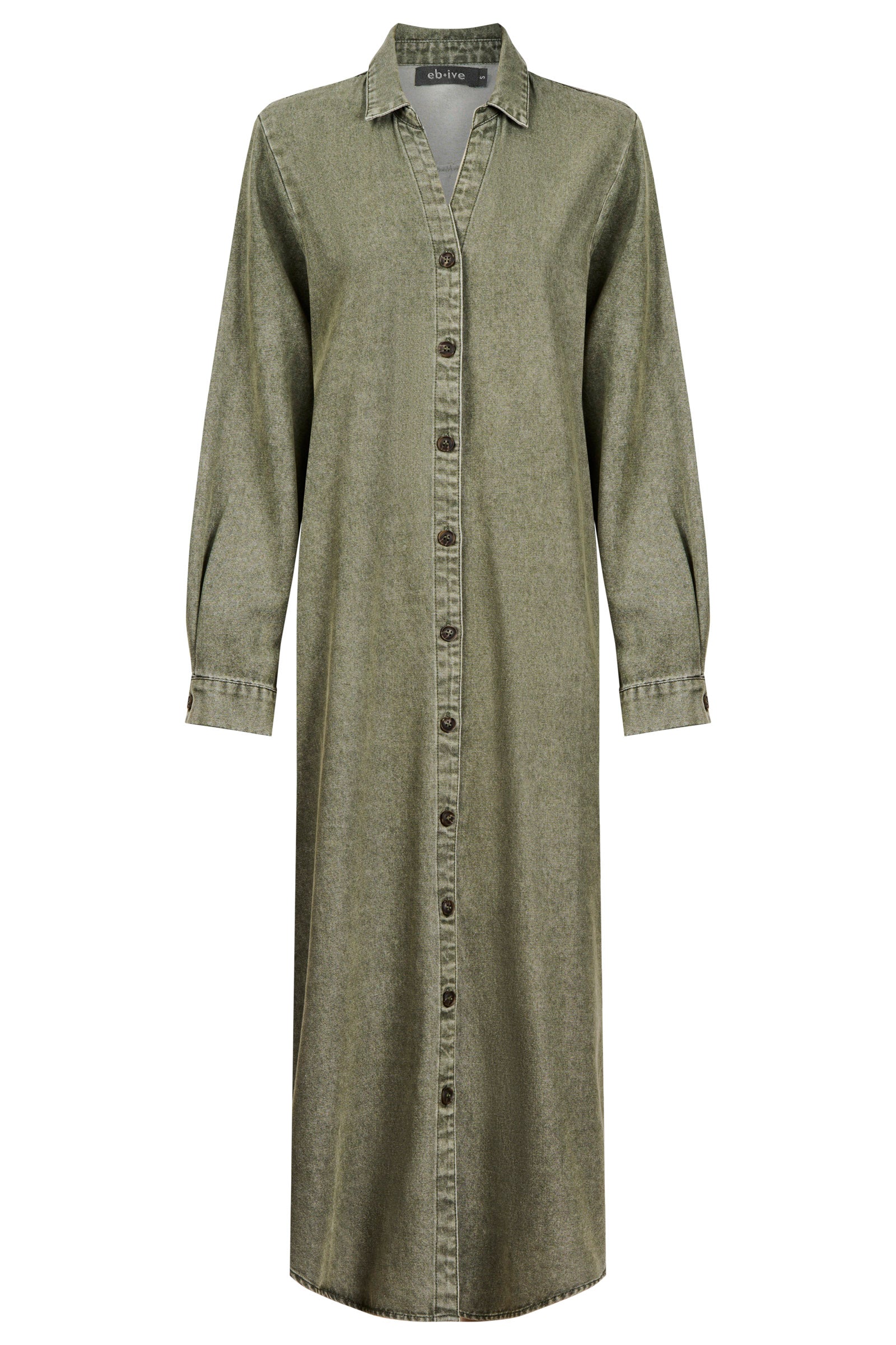 Bodhi Denim Shirt Dress - Olive
