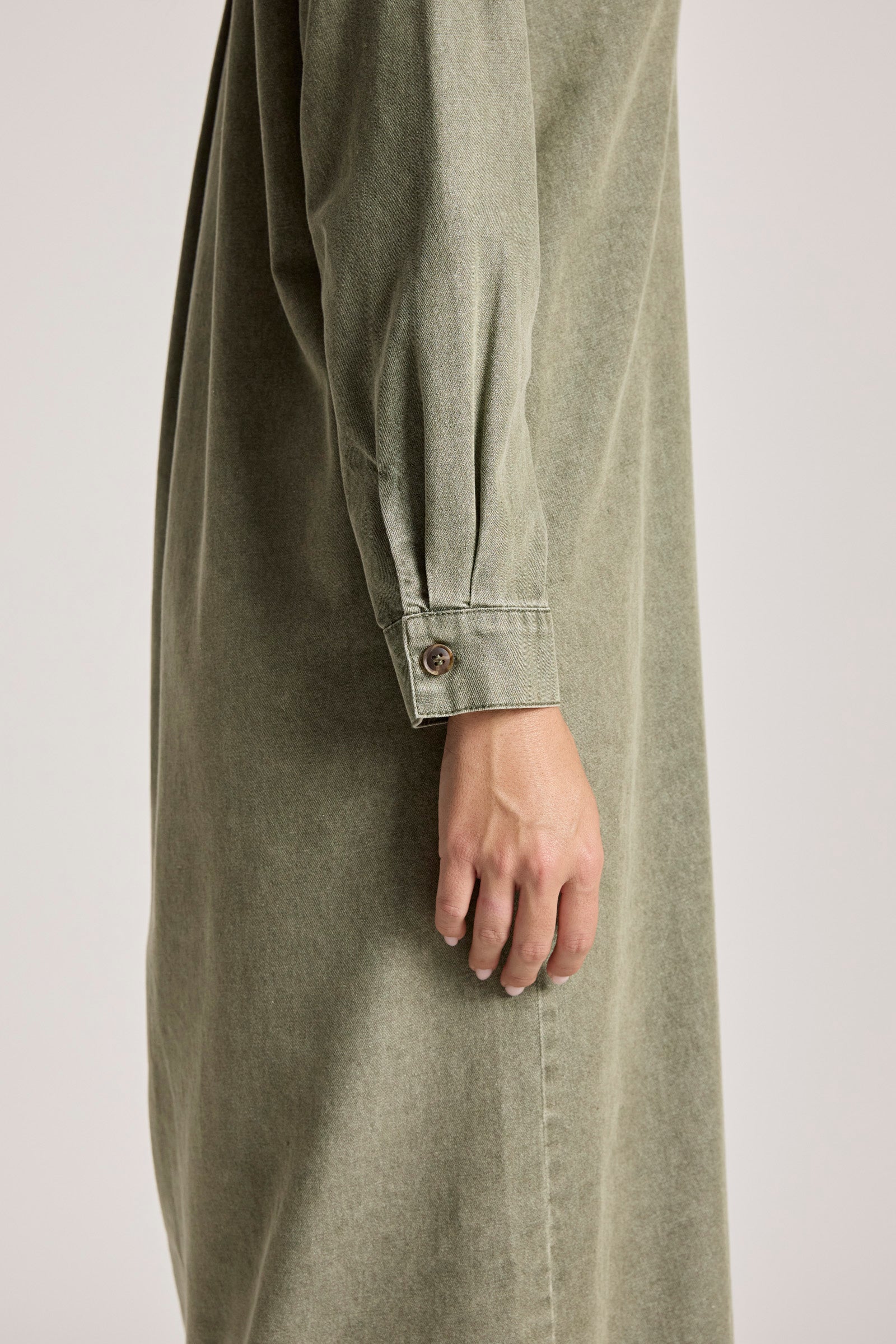 Bodhi Denim Shirt Dress - Olive